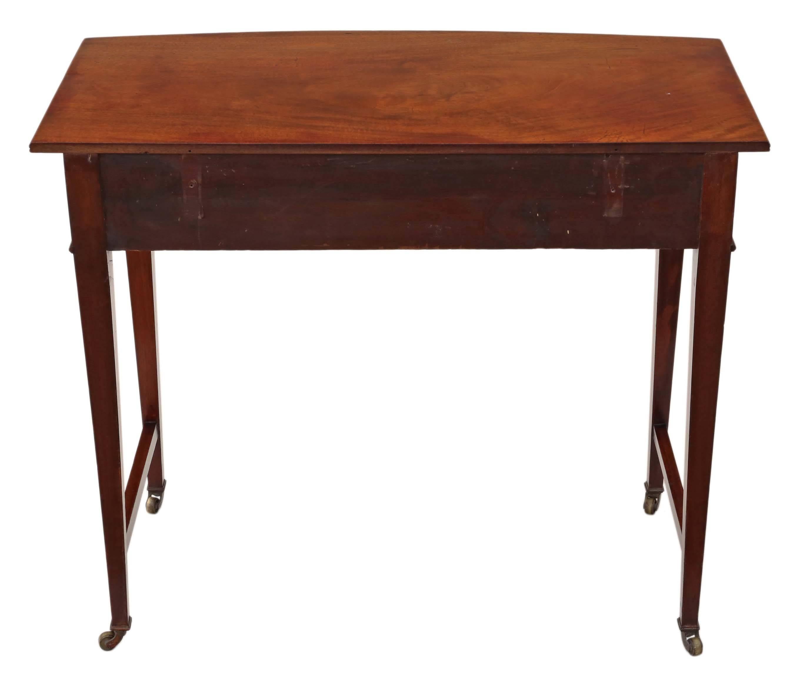 Antique Victorian circa 1900 Bow Front Mahogany Writing Table Desk Dressing For Sale 2