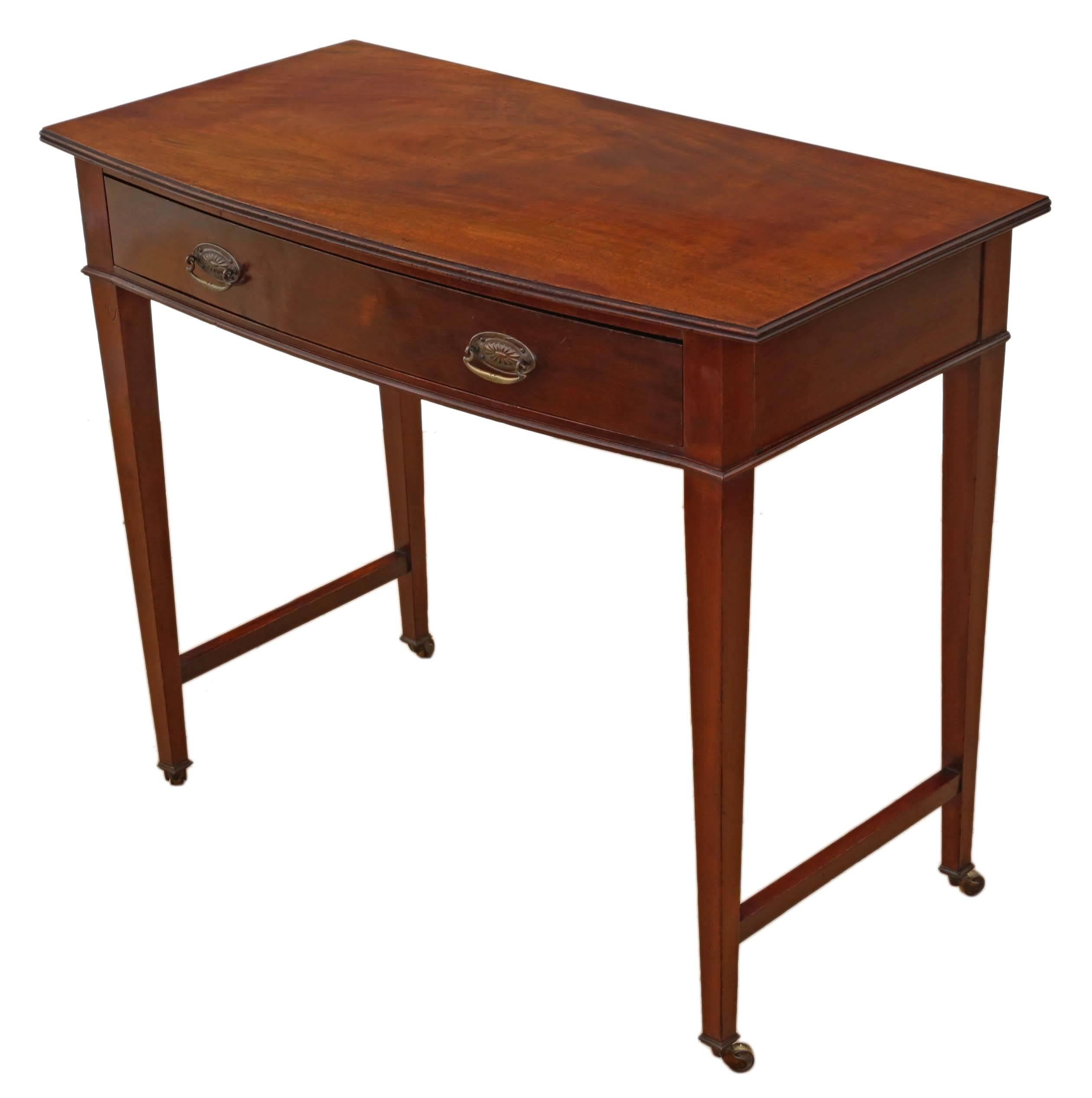 Early 20th Century Antique Victorian circa 1900 Bow Front Mahogany Writing Table Desk Dressing For Sale