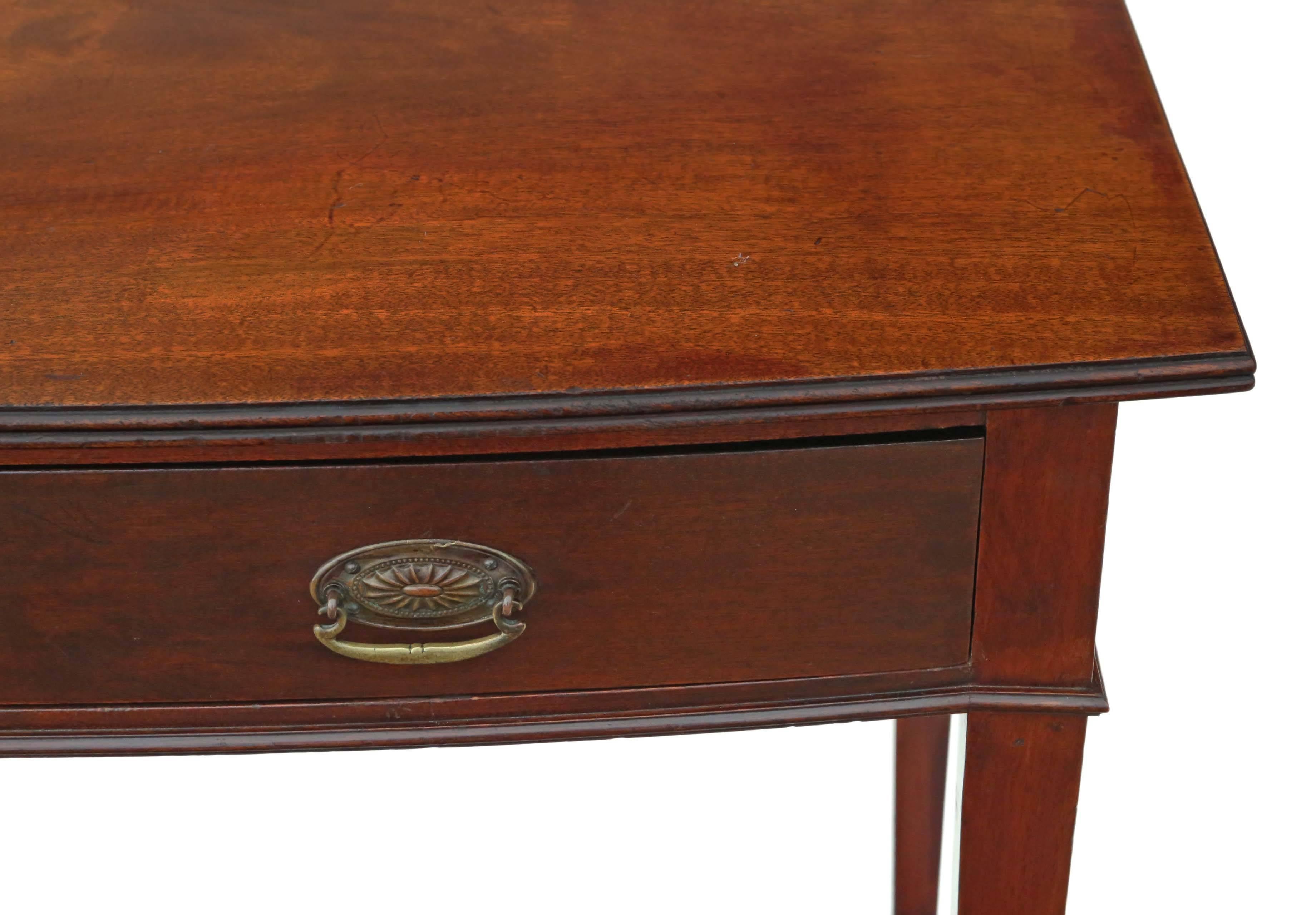 British Antique Victorian circa 1900 Bow Front Mahogany Writing Table Desk Dressing For Sale