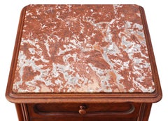 Antique French Walnut Marble Bedside Table Cupboard Cabinet