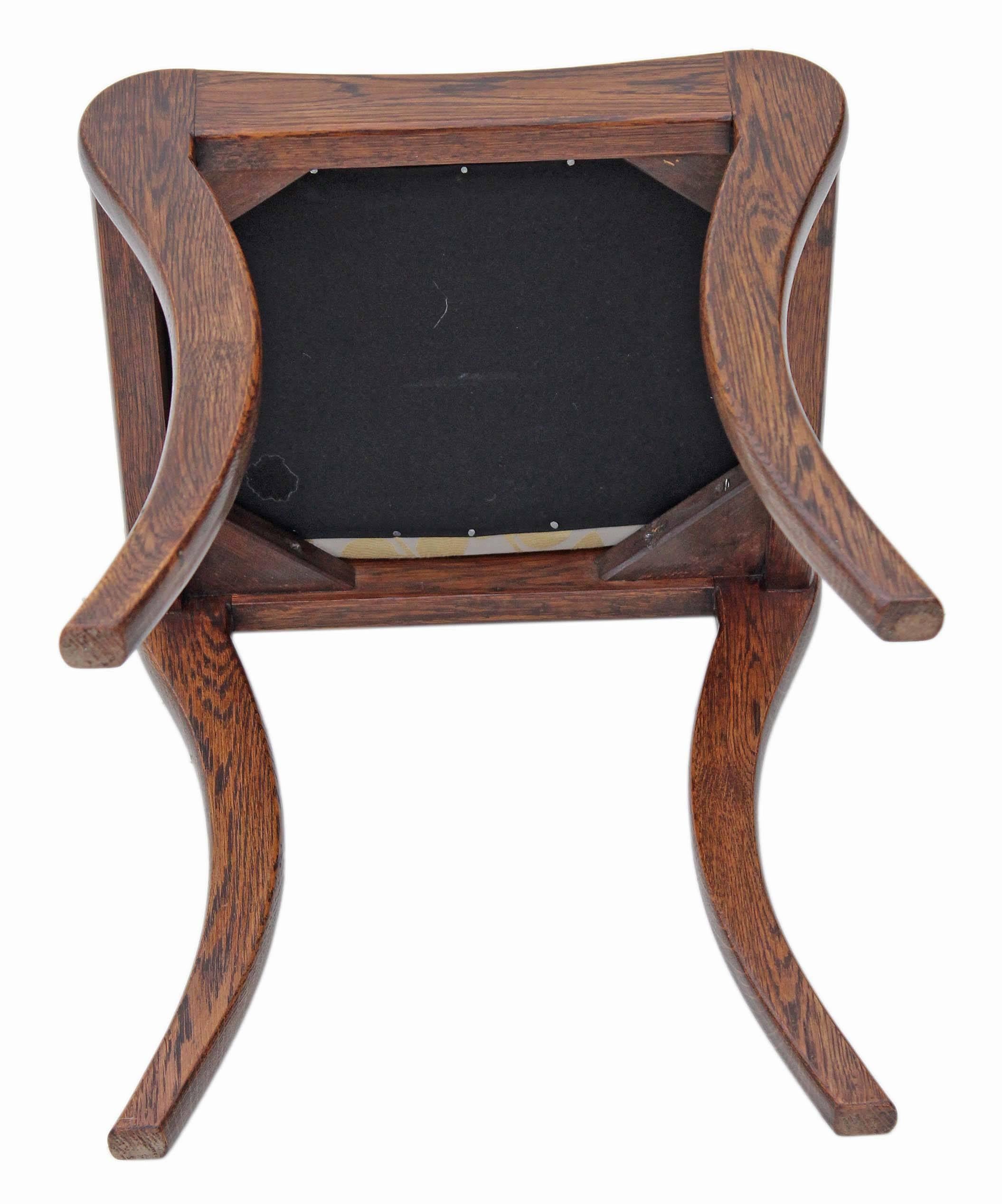 Antique Victorian/Early 20th Century Oak Dressing Table Stool Window Seat Chair For Sale 3
