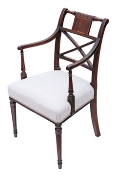 Antique Fine Quality Regency, circa 1825 Mahogany Elbow Desk Carver Chair