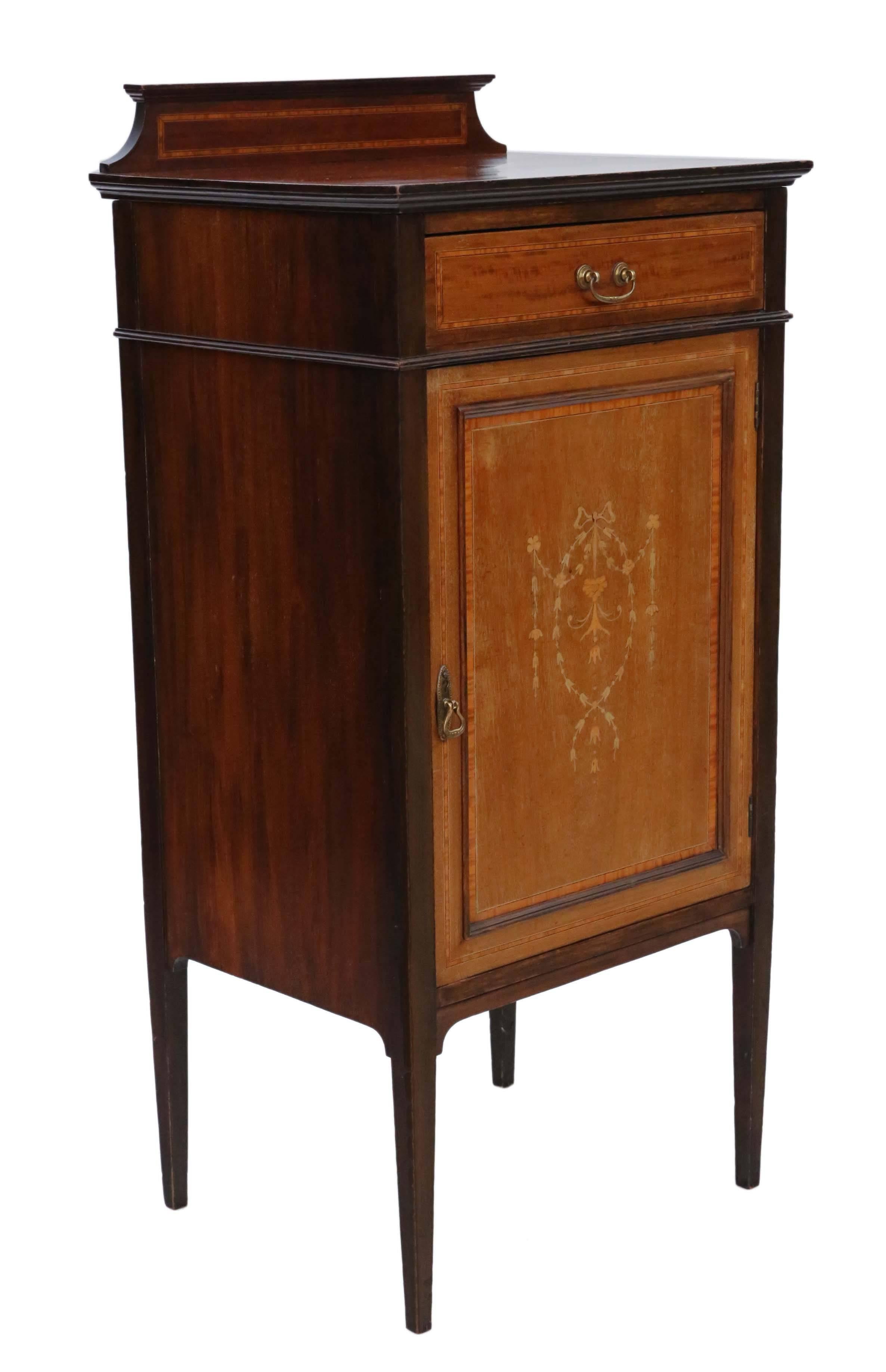 Antique Quality Edwardian Mahogany Music or Bedside Cabinet Table For Sale 6