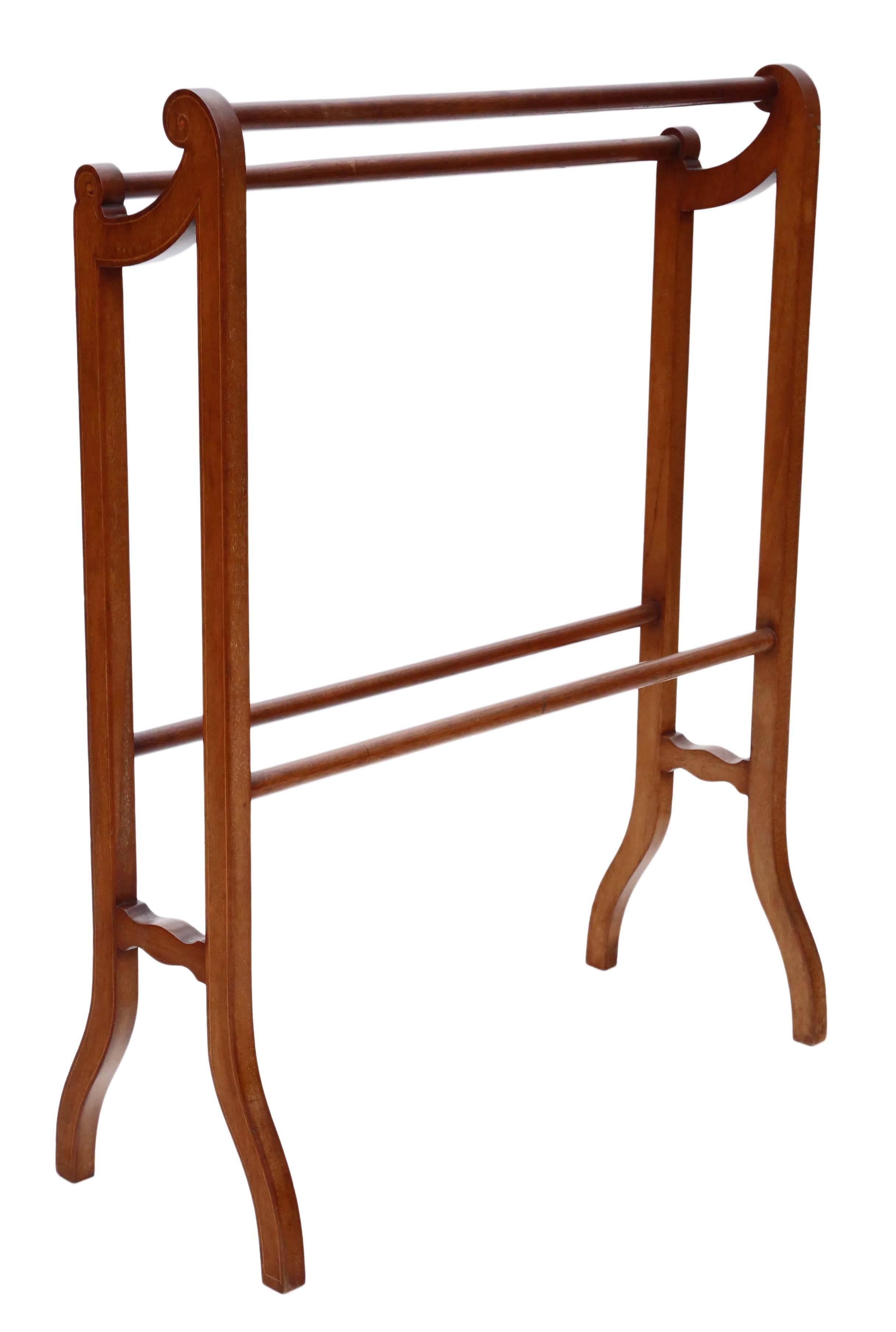 Antique Quality Edwardian Inlaid Mahogany Towel Rail Stand For Sale 1