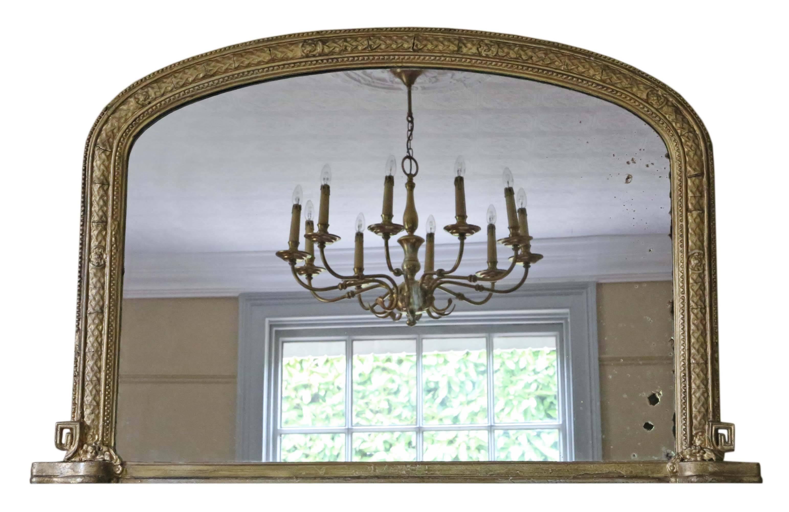 Antique Victorian gilt wall mirror or overmantle, circa 1880

This is a lovely mirror, that is full of age, charm and character no woodworm.

Would look good in the right location.

The mirror is in good condition with light oxidation (as most