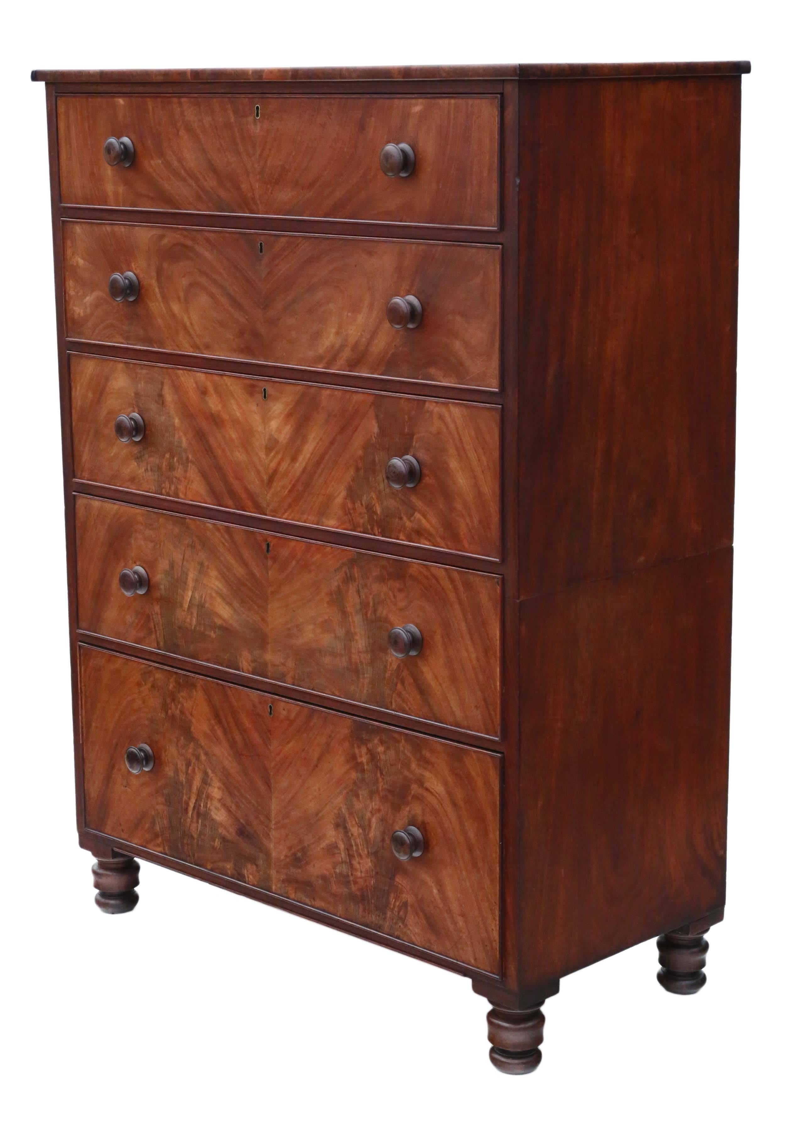 Antique Large Quality Regency William IV Mahogany Tallboy Chest of Drawers For Sale 2