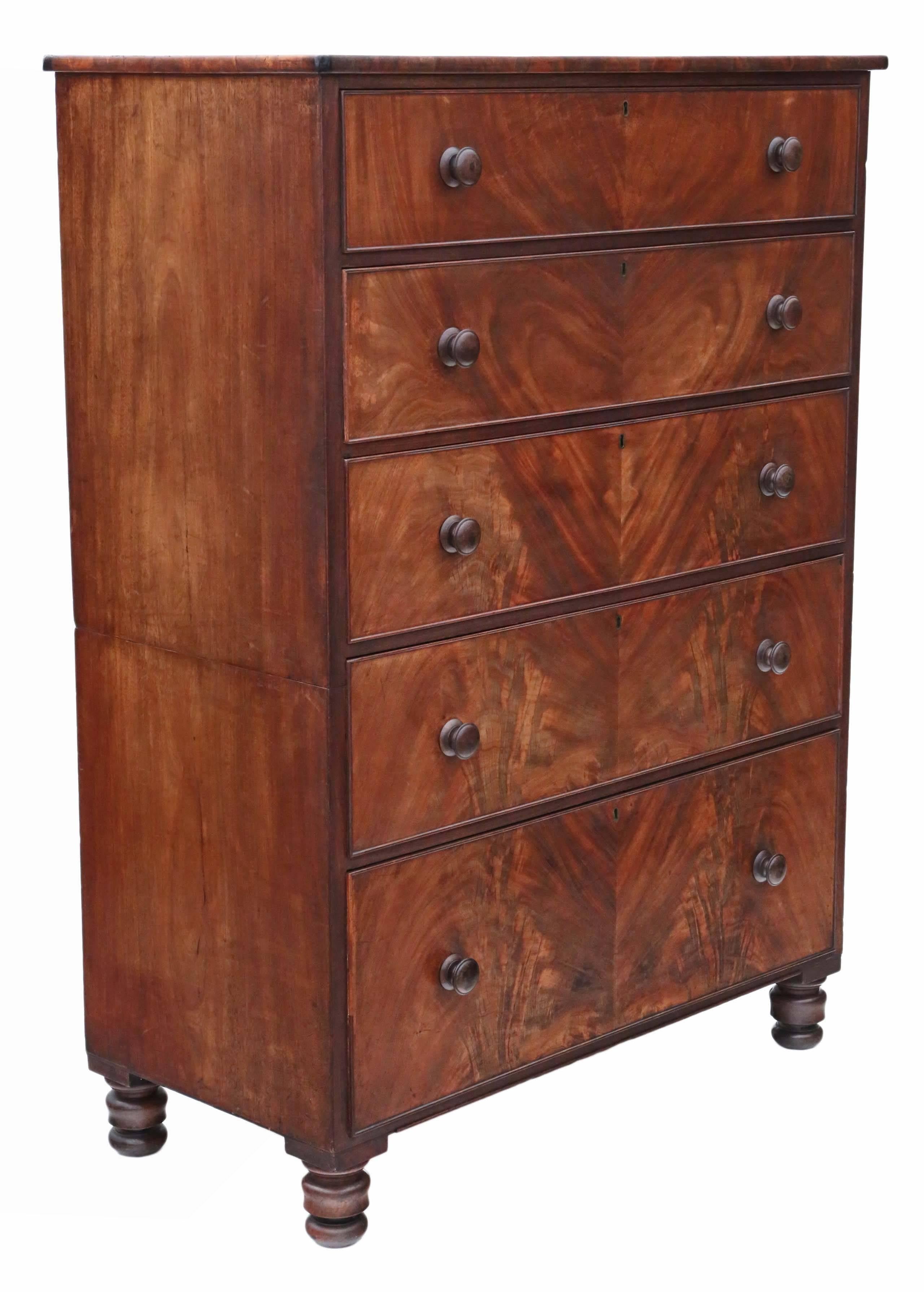 Antique Large Quality Regency William IV Mahogany Tallboy Chest of Drawers For Sale 3