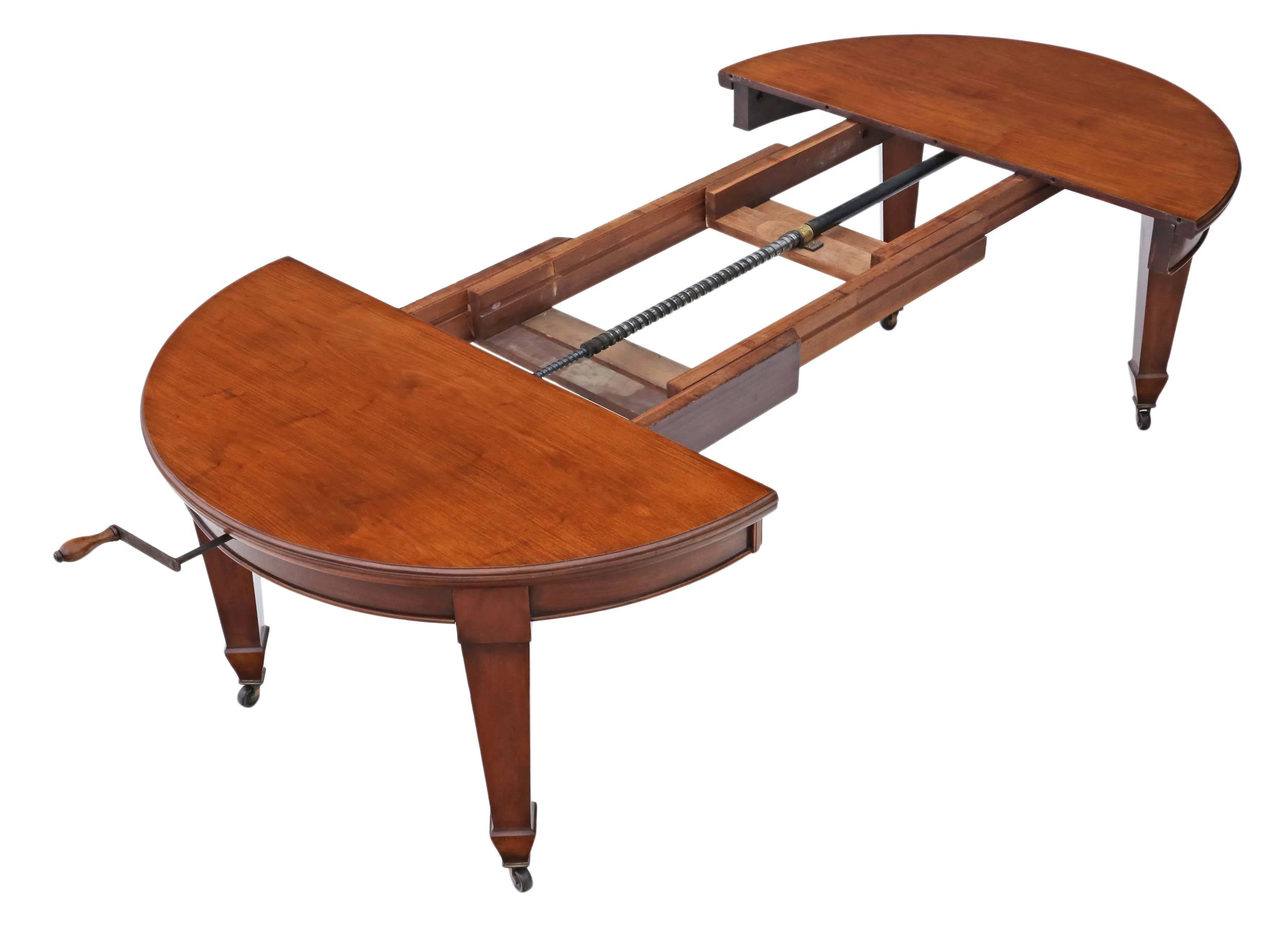 Antique Quality Victorian Mahogany Wind Out Extending D End Dining Table For Sale 6
