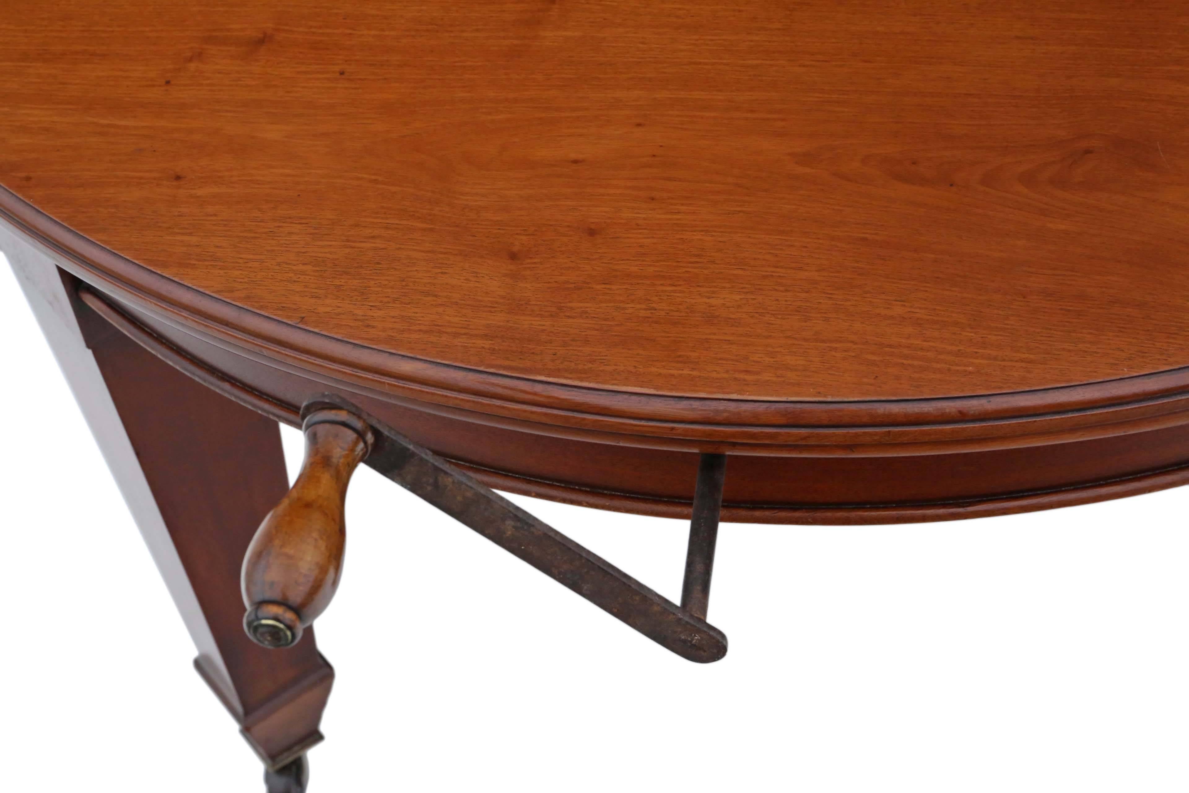 Antique Quality Victorian Mahogany Wind Out Extending D End Dining Table For Sale 4