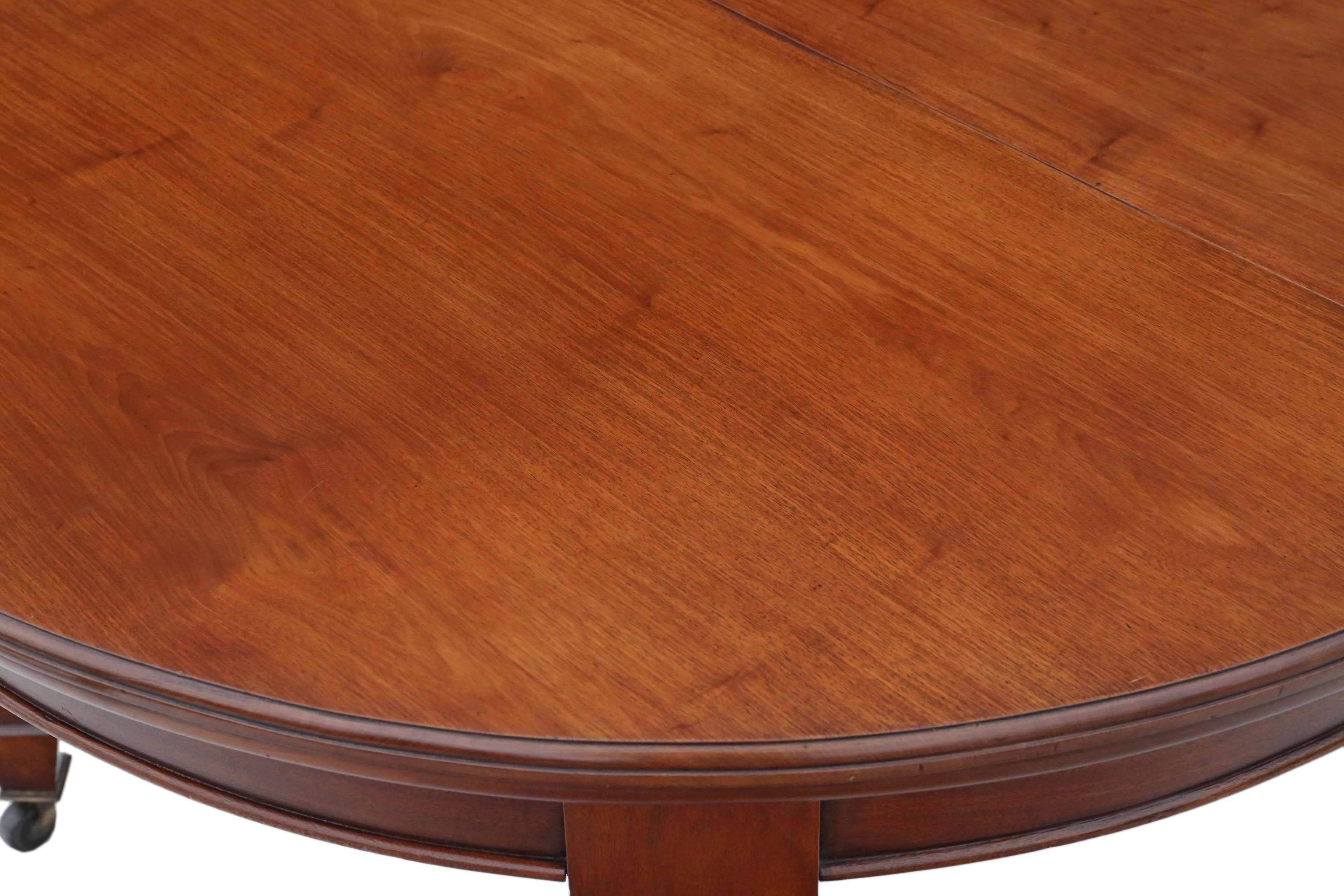 Early 20th Century Antique Quality Victorian Mahogany Wind Out Extending D End Dining Table For Sale