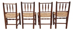Antique Set of Four Georgian Elm Kitchen Dining Chairs, circa 1800