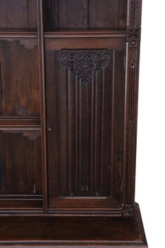Antique Large Victorian Gothic Carved Oak Sideboard Chiffonier Dresser