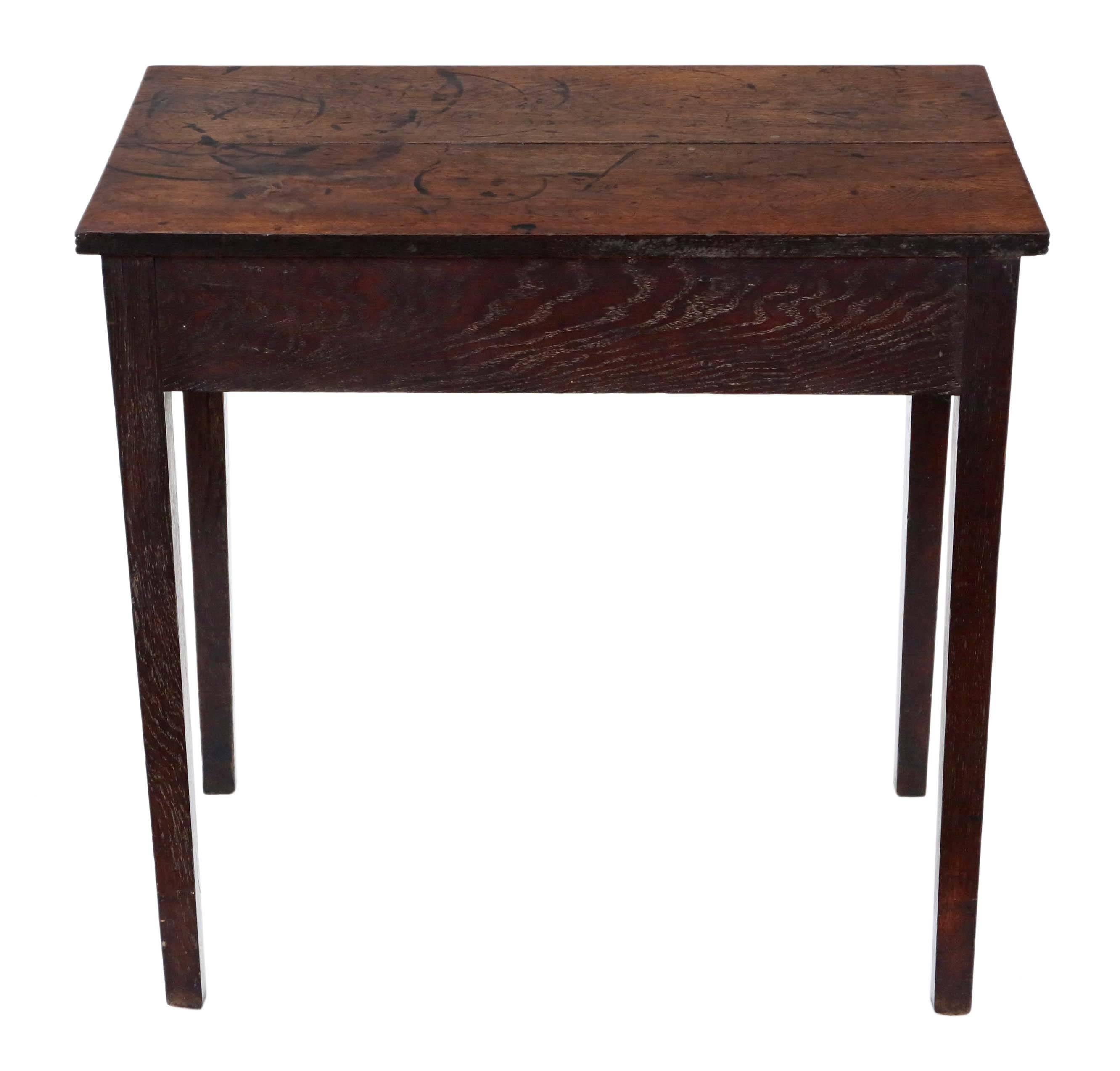 Antique Georgian Oak Desk Writing Side Table, circa 1800 For Sale 4