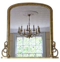 Antique Large Victorian Gilt Wall Mirror Overmantle, circa 1870