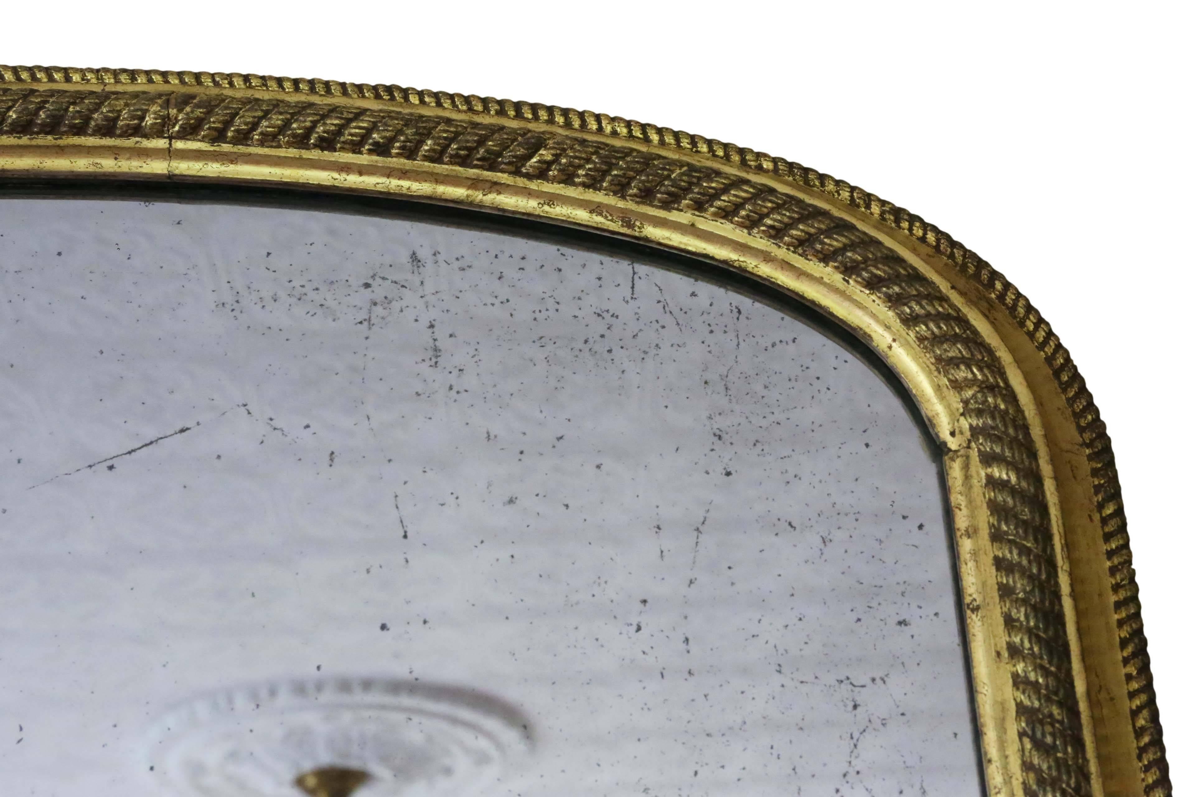 Antique Large Victorian Gilt Wall Mirror Overmantle, circa 1870 For Sale 1
