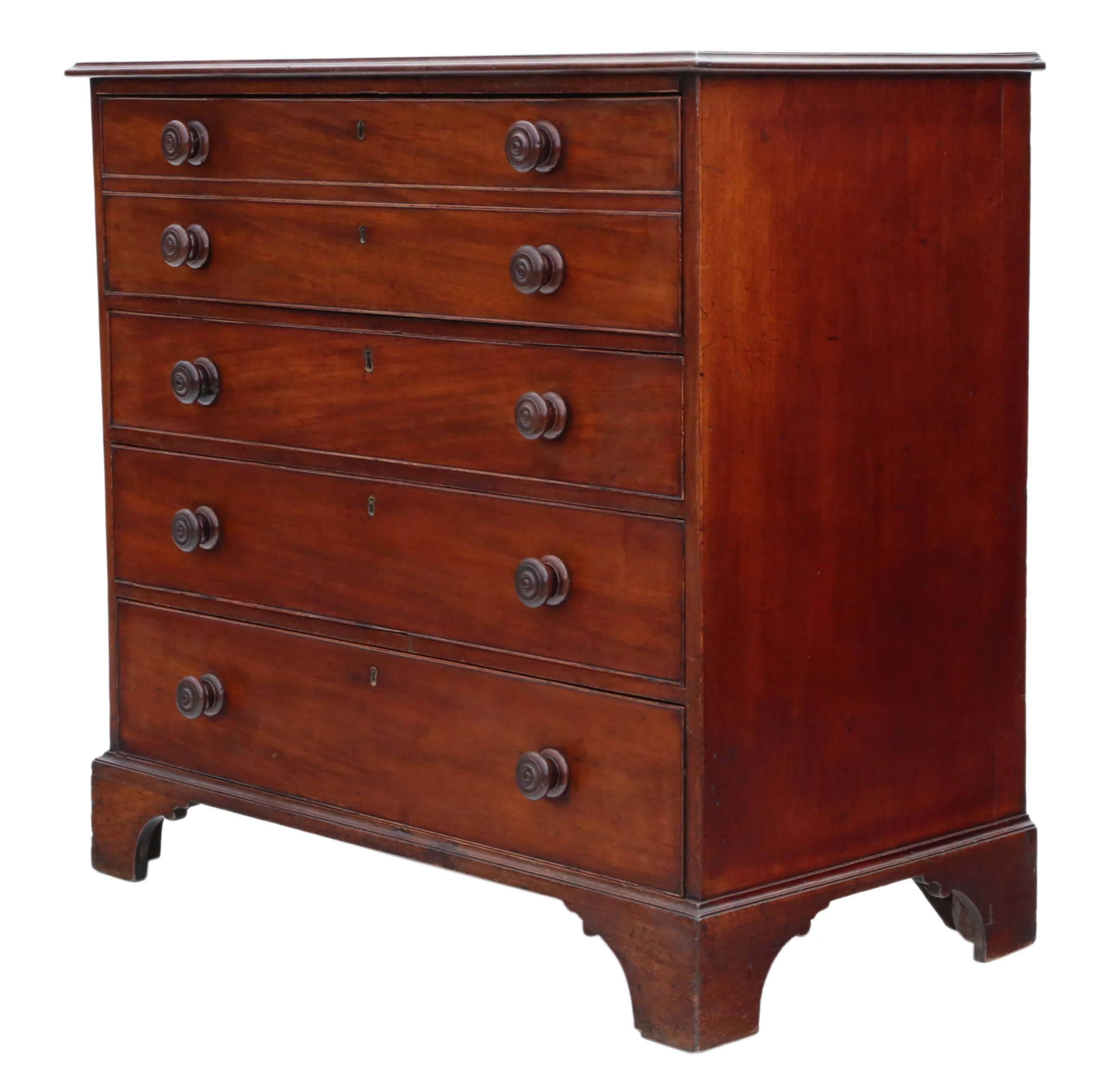 Antique Georgian Mahogany Secretaire Desk Writing Table Chest of Drawers For Sale 1