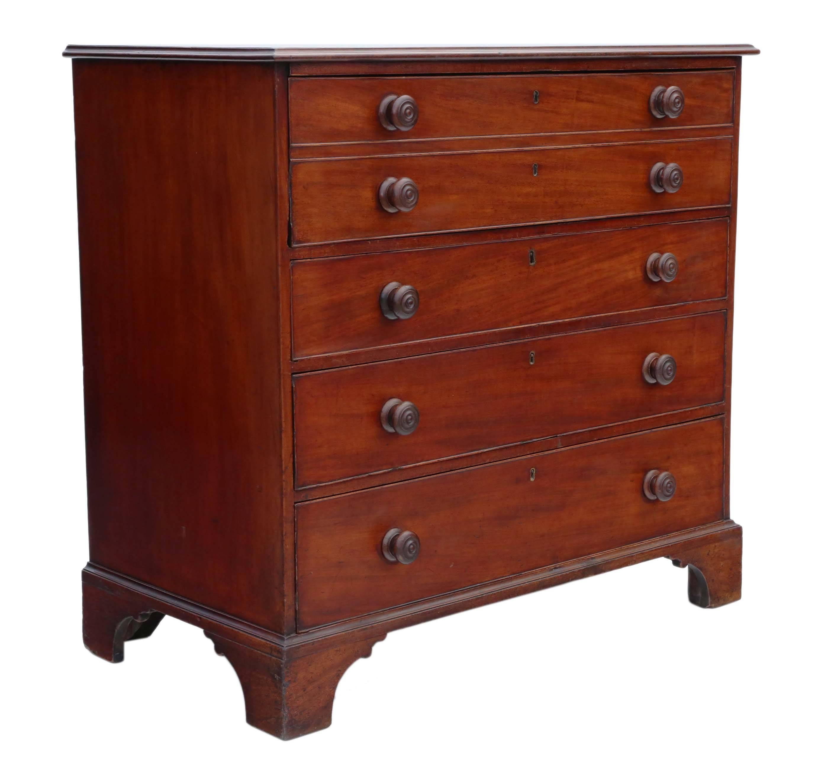 Antique Georgian Mahogany Secretaire Desk Writing Table Chest of Drawers For Sale 3