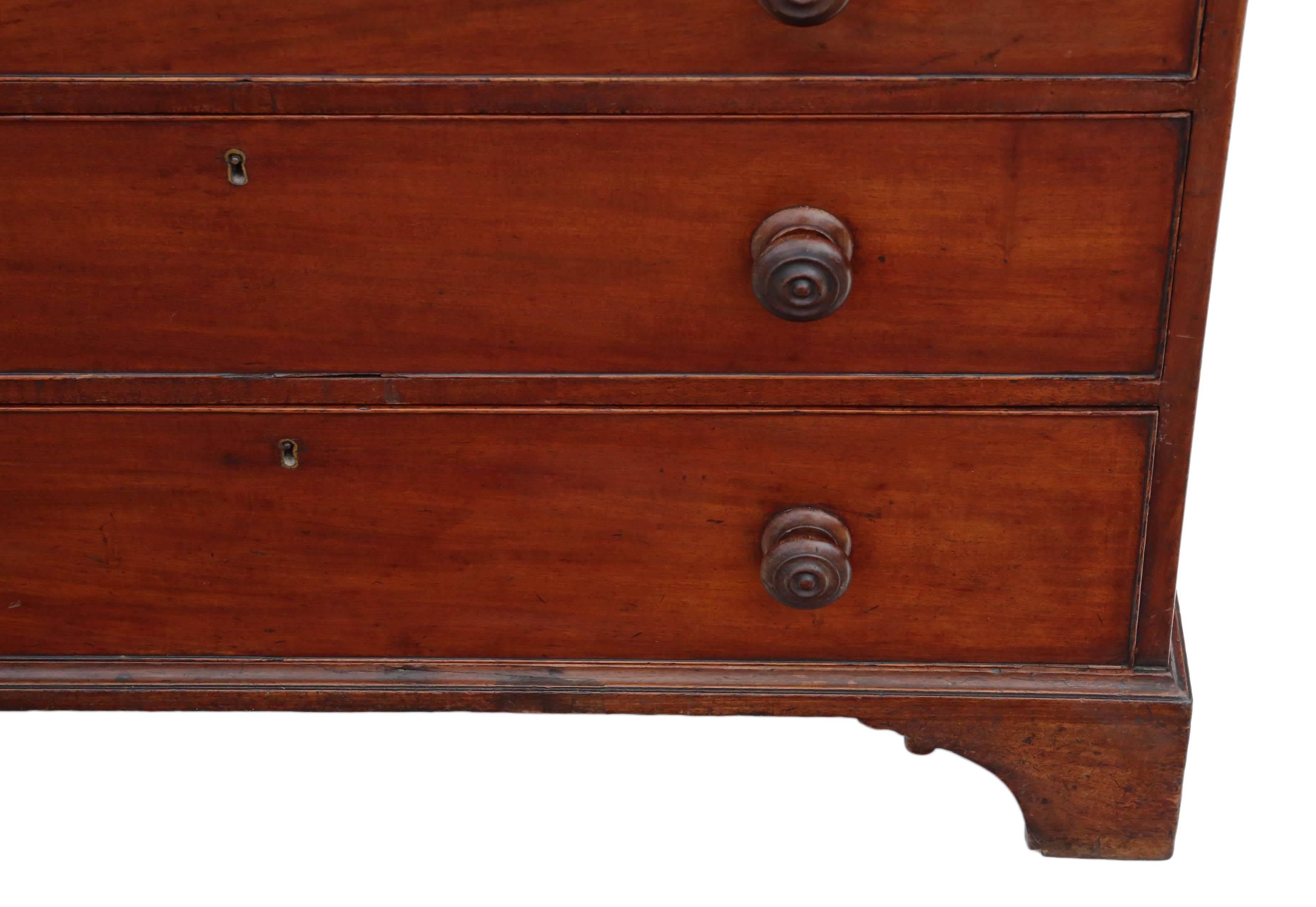 Antique Georgian Mahogany Secretaire Desk Writing Table Chest of Drawers For Sale 4