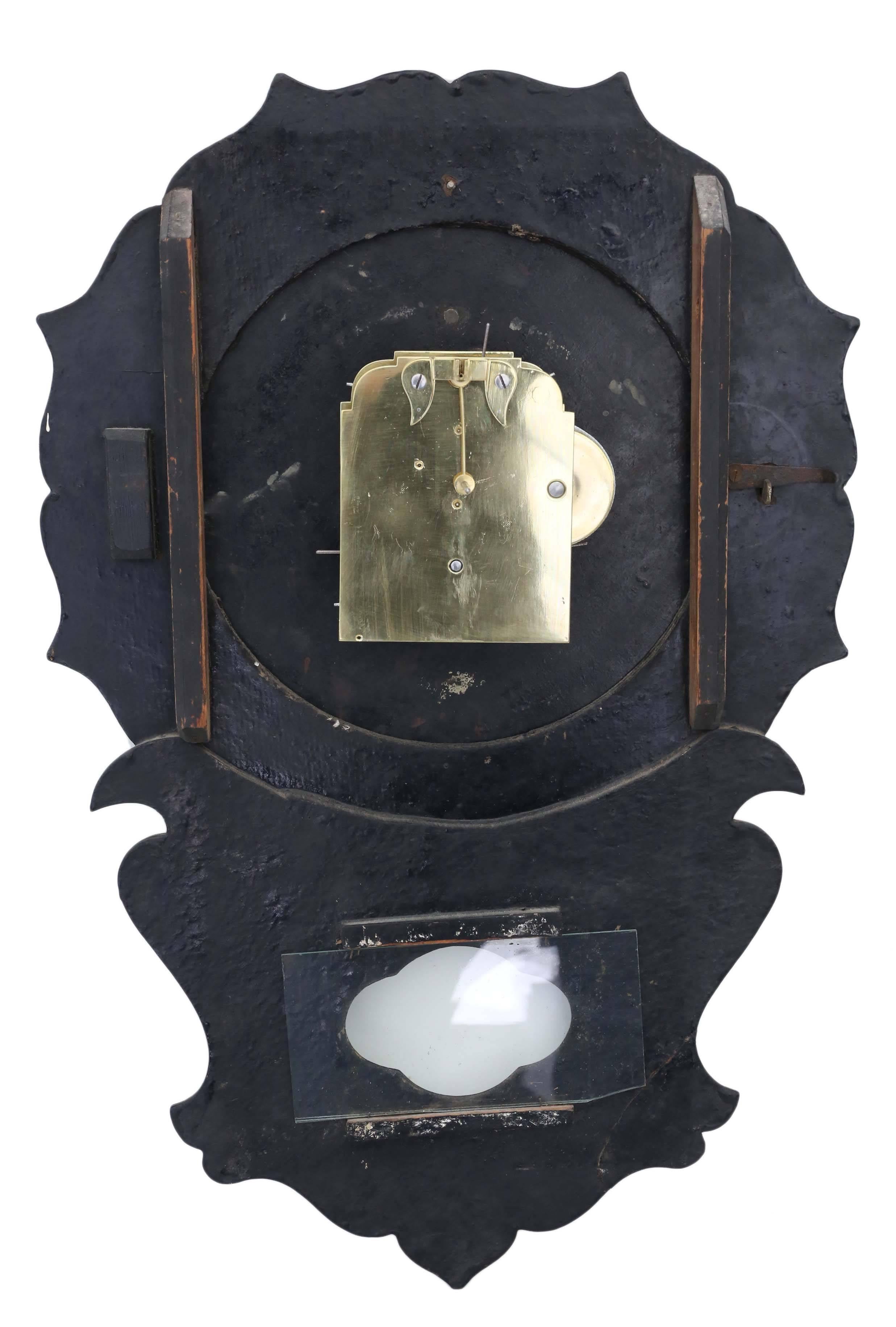 Antique Rare Victorian Mother of Pearl Inlaid Single Fusee Wall Clock For Sale 3