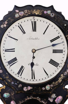 Antique Rare Victorian Mother of Pearl Inlaid Single Fusee Wall Clock