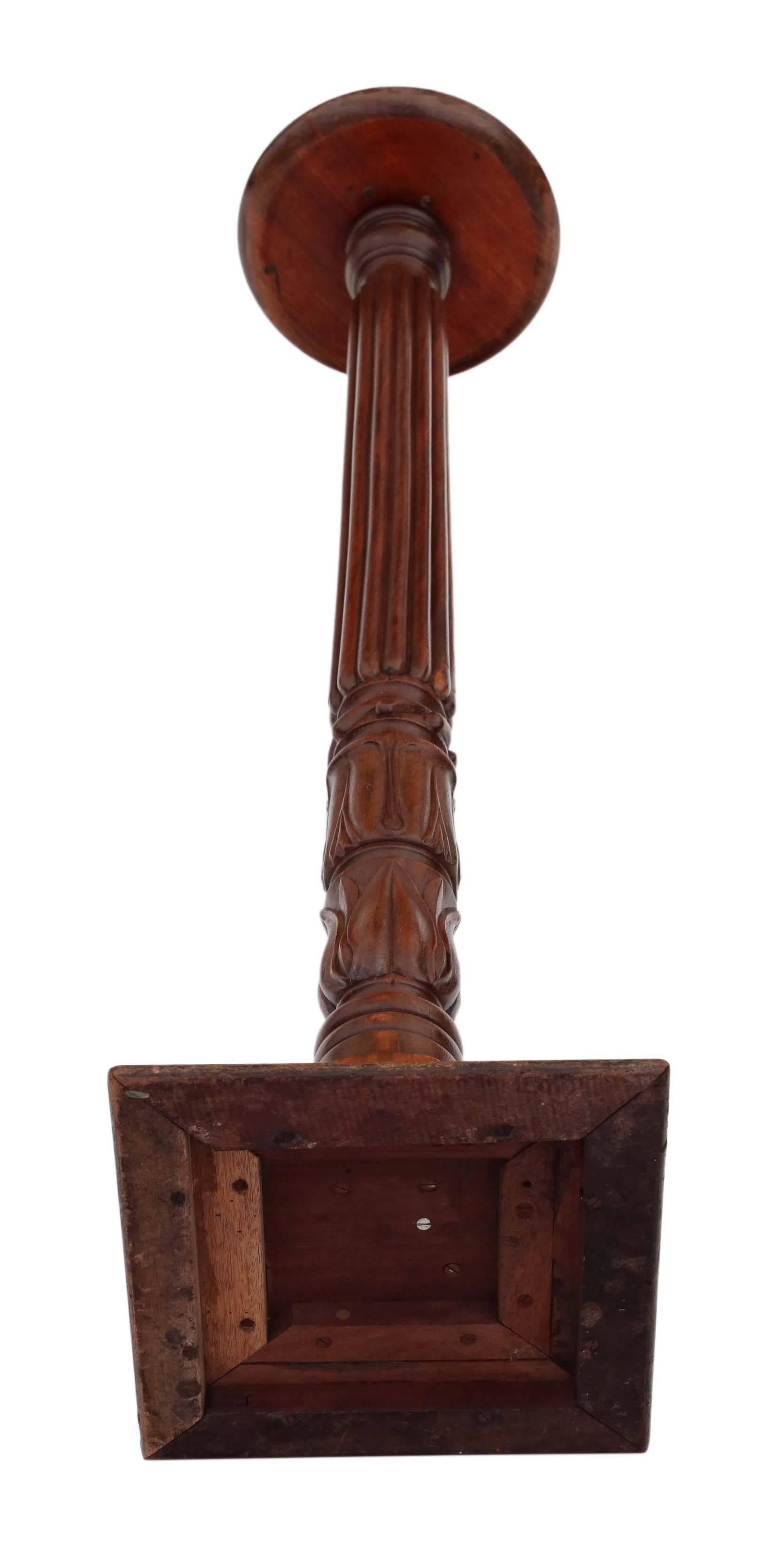 Antique Victorian Mahogany Torchiere Jardiniere Stand Pedestal Plant Table For Sale 2