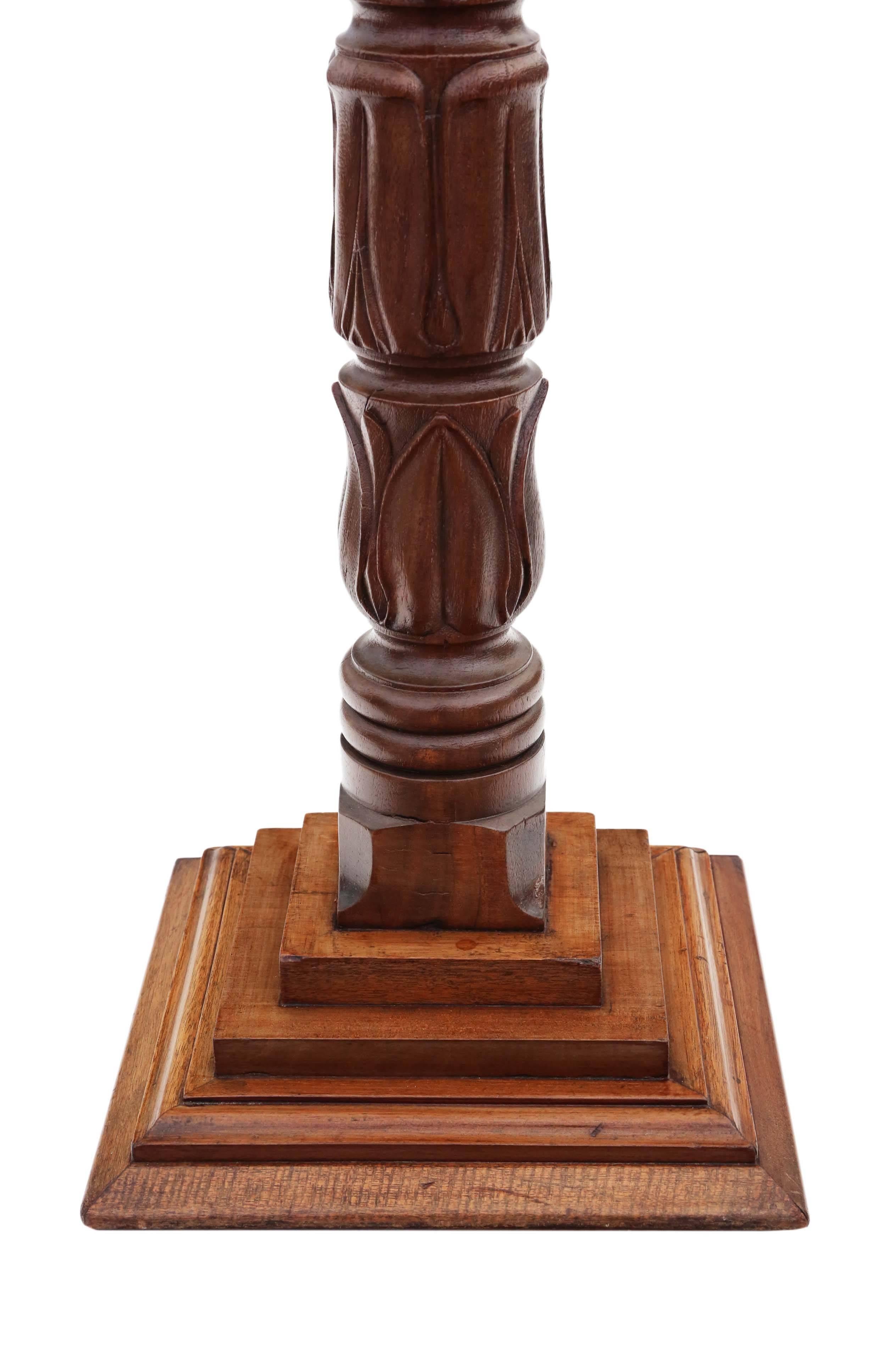 Early 20th Century Antique Victorian Mahogany Torchiere Jardiniere Stand Pedestal Plant Table For Sale