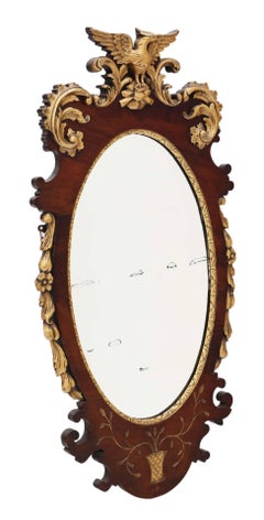 Antique Large Regency Revival Mahogany and Gilt Wall Mirror, circa 1900