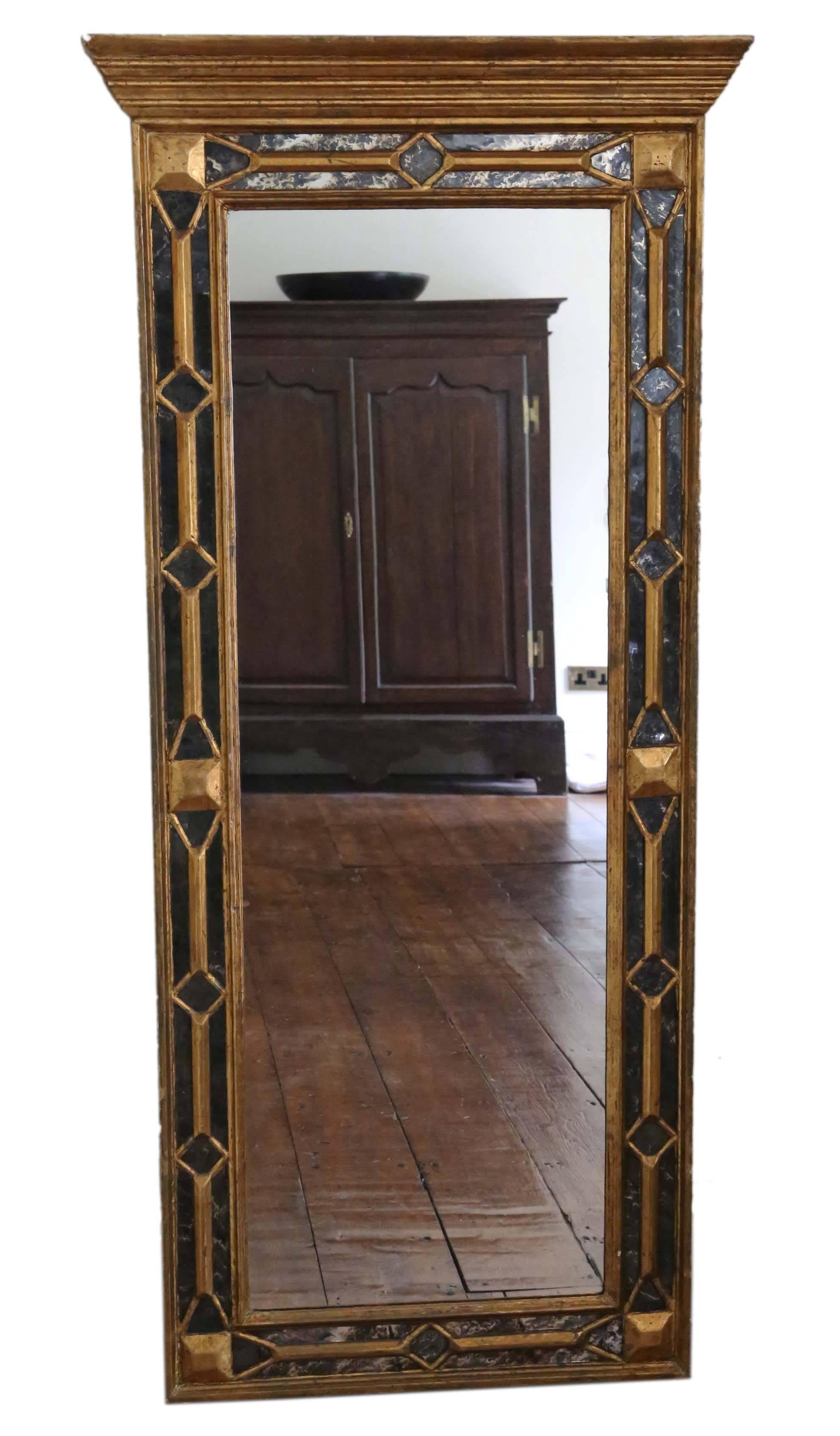 Antique Large Quality Victorian Full Length Gilt Hall Wall Mirror For Sale 1