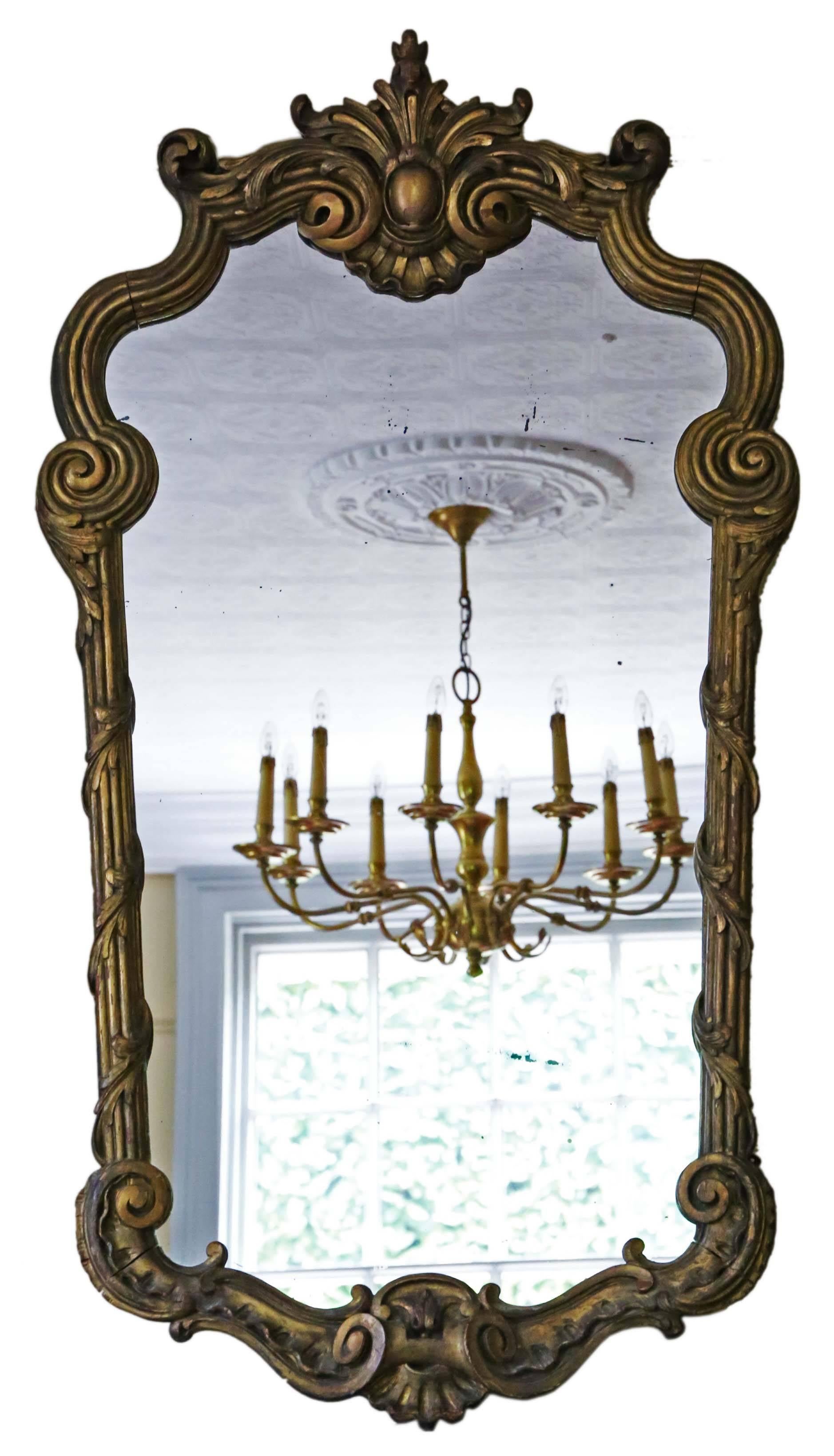 Antique Large Rare Decorative 19th Century Victorian Gilt Wall Mirror For Sale 4