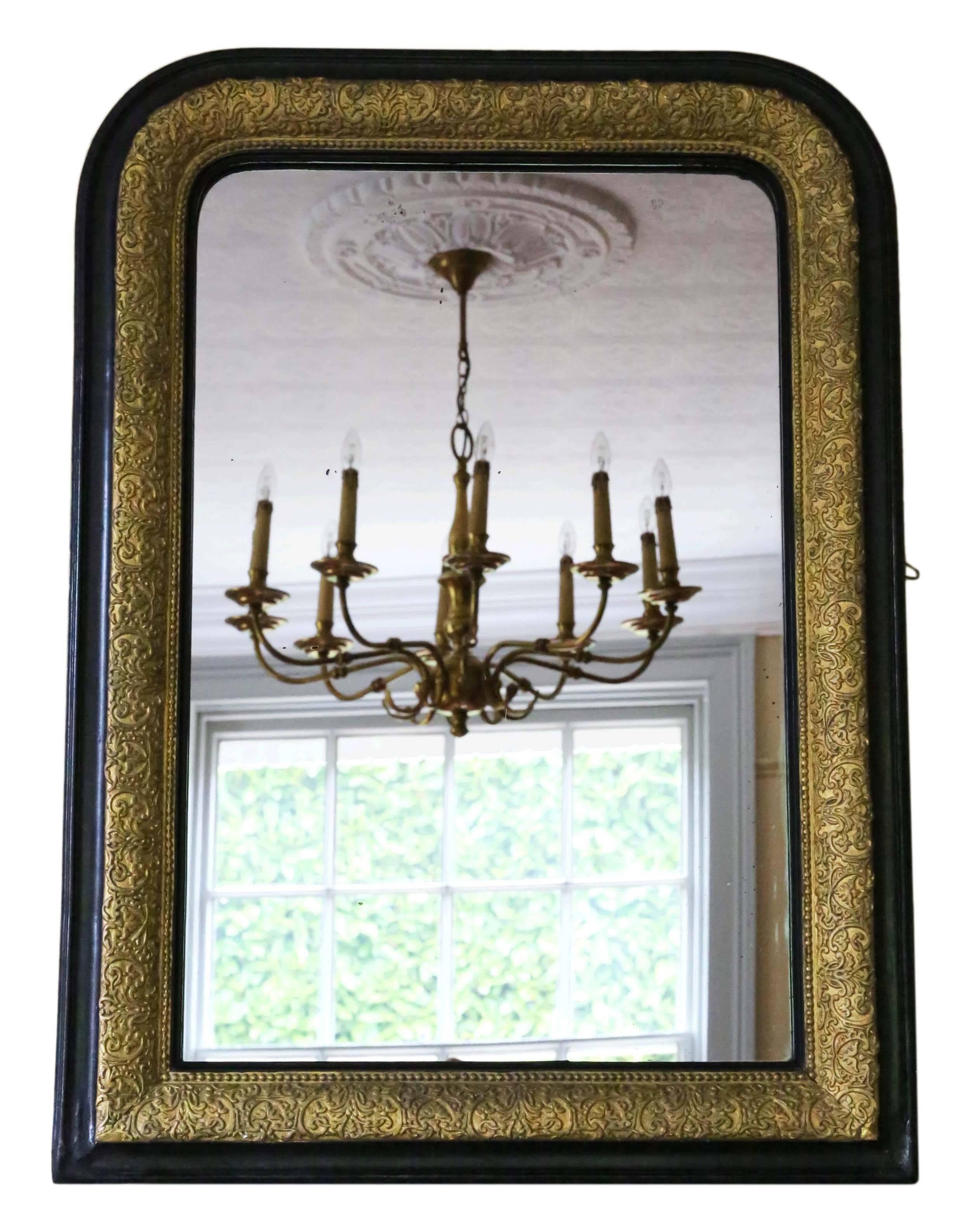 Antique Victorian Ebonized / Gilt Wall Mirror Overmantel For Sale 1