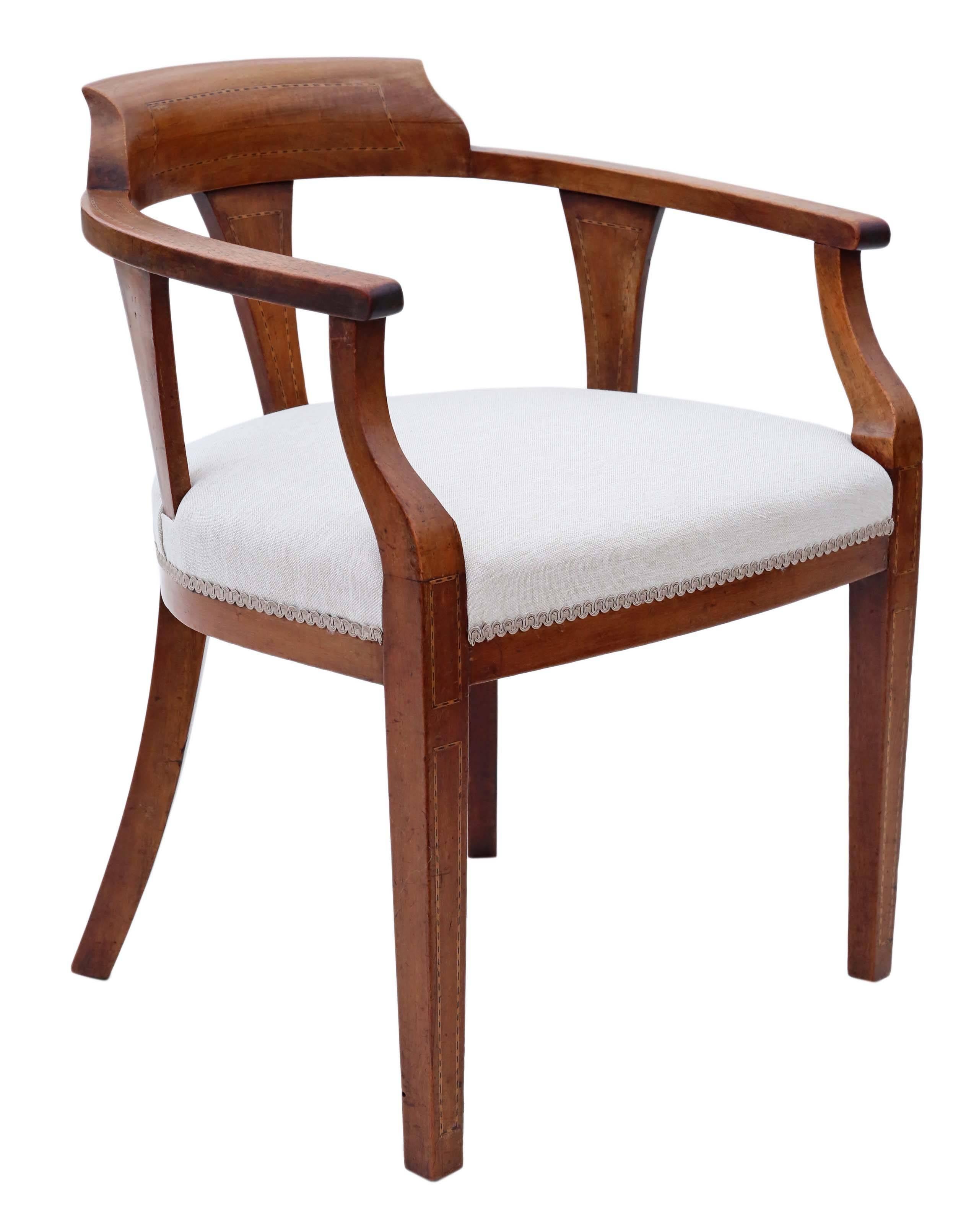 Early 20th Century Antique Quality Edwardian Inlaid Mahogany Corner Arm Tub Chair