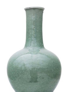 Antique Large Quality Celadon Green Bottle Vase, Thailand