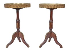 Antique Pair of Georgian Regency Revival Beech and Marble Wine Tables Side