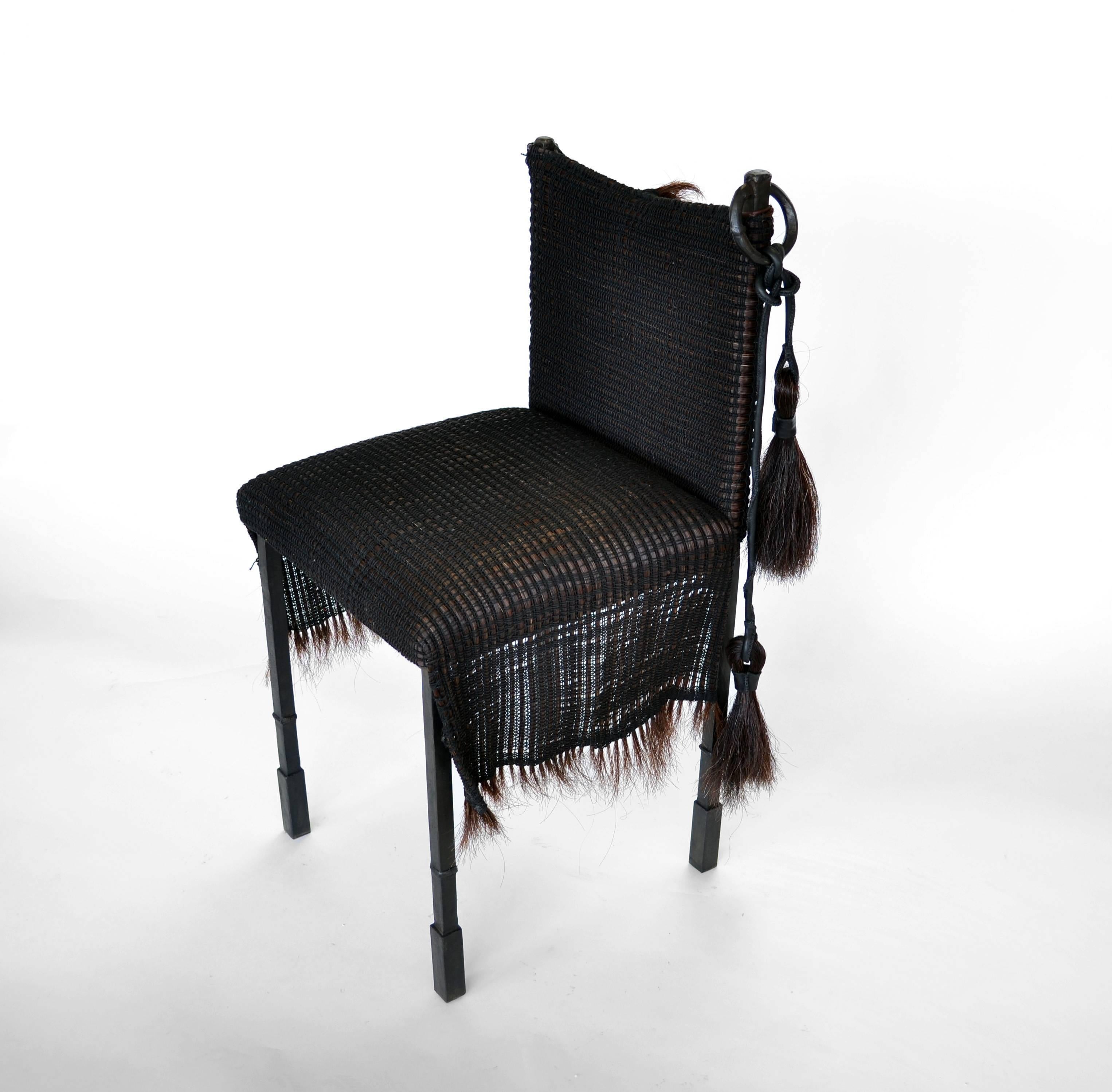 Modern Handmade Horsehair & Iron Side Chair designed by Alexandra Kohl & J.M. Szymanski