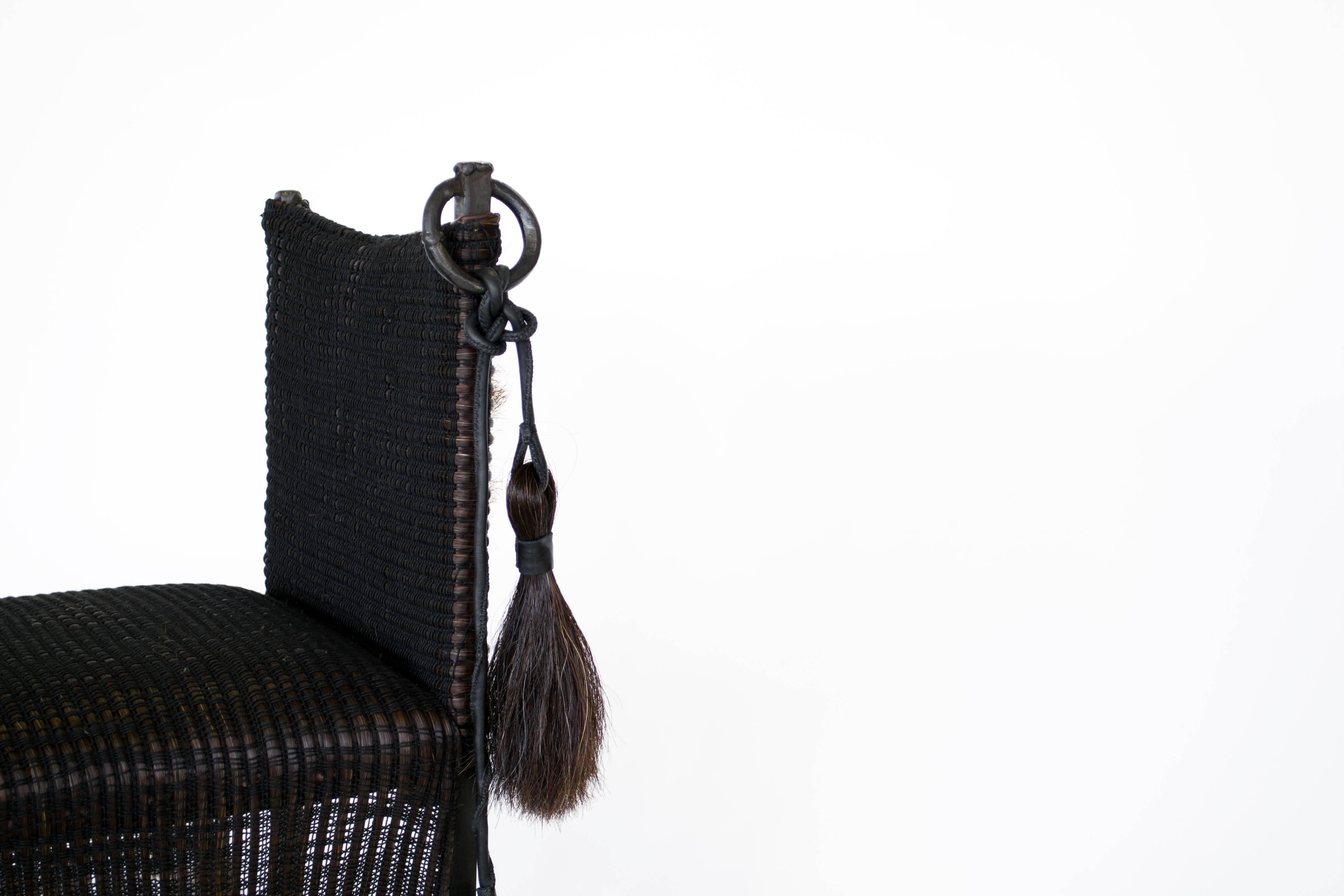 Blackened Handmade Horsehair & Iron Side Chair designed by Alexandra Kohl & J.M. Szymanski
