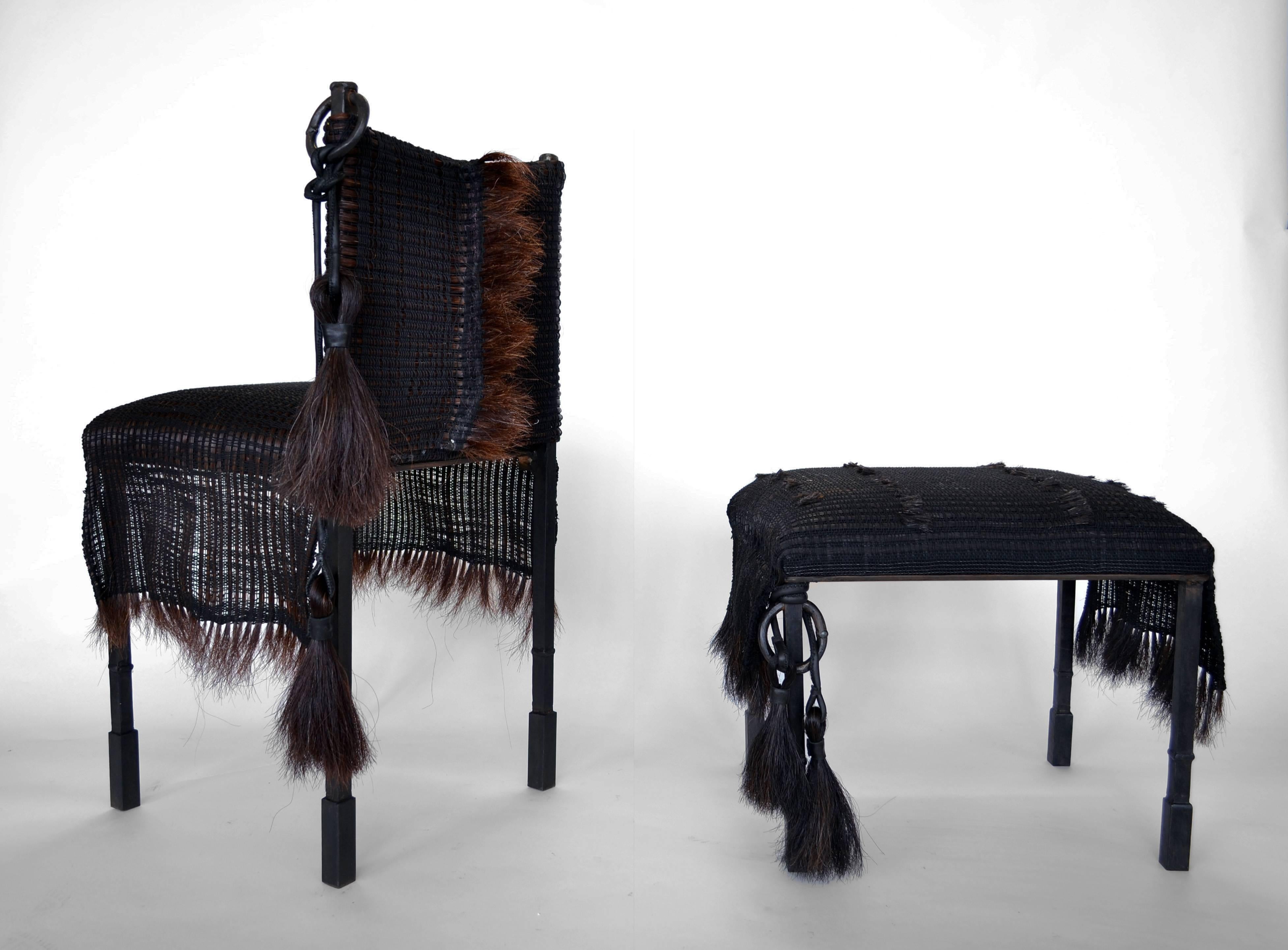 Contemporary Handmade Horsehair & Iron Side Chair designed by Alexandra Kohl & J.M. Szymanski