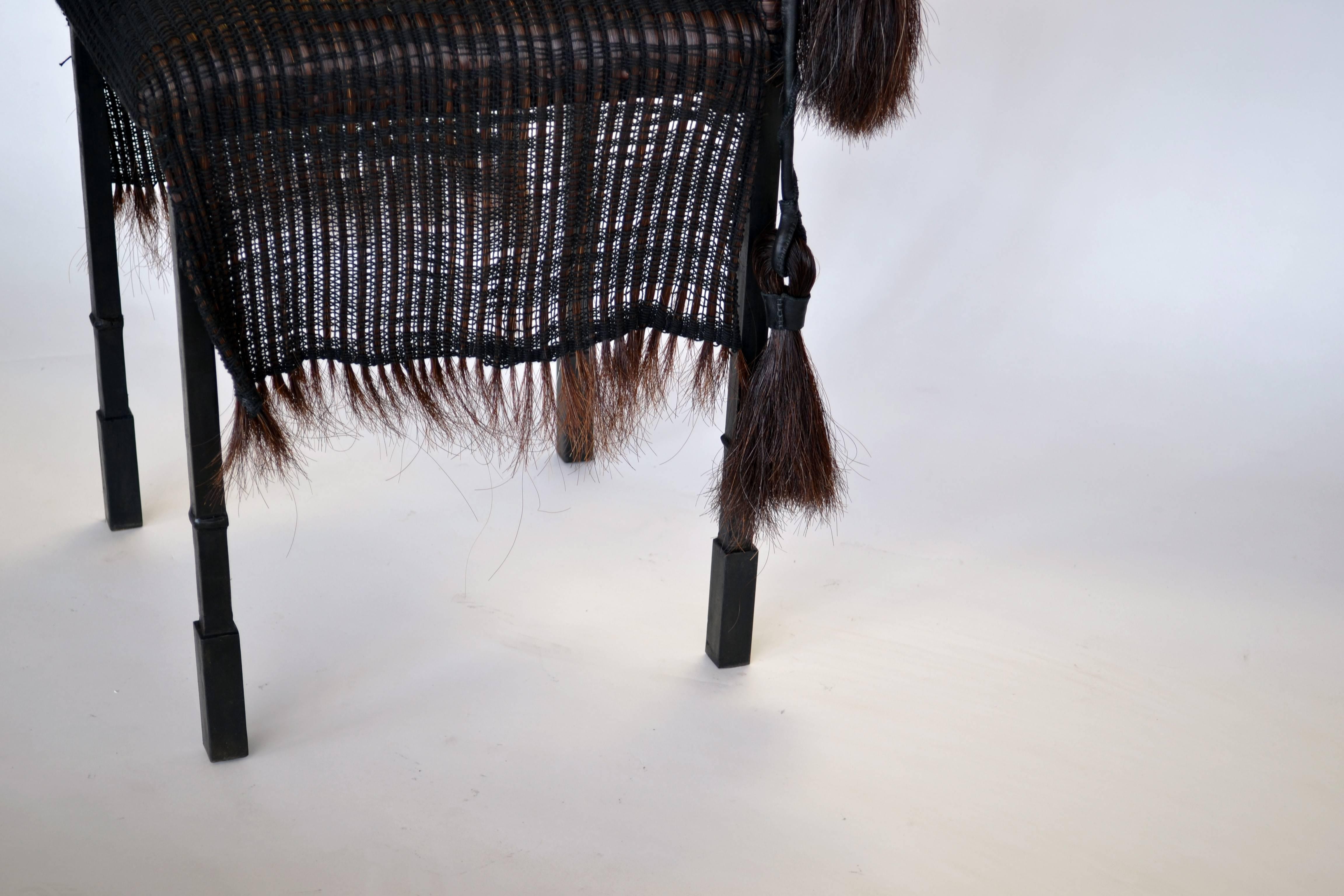 Modern Handmade Horsehair & Iron Side Chair designed by Alexandra Kohl & J.M. Szymanski