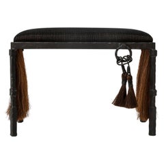 Bench/Stool Modern Medieval Handmade Horsehair Iron Tassel Fringe Woven
