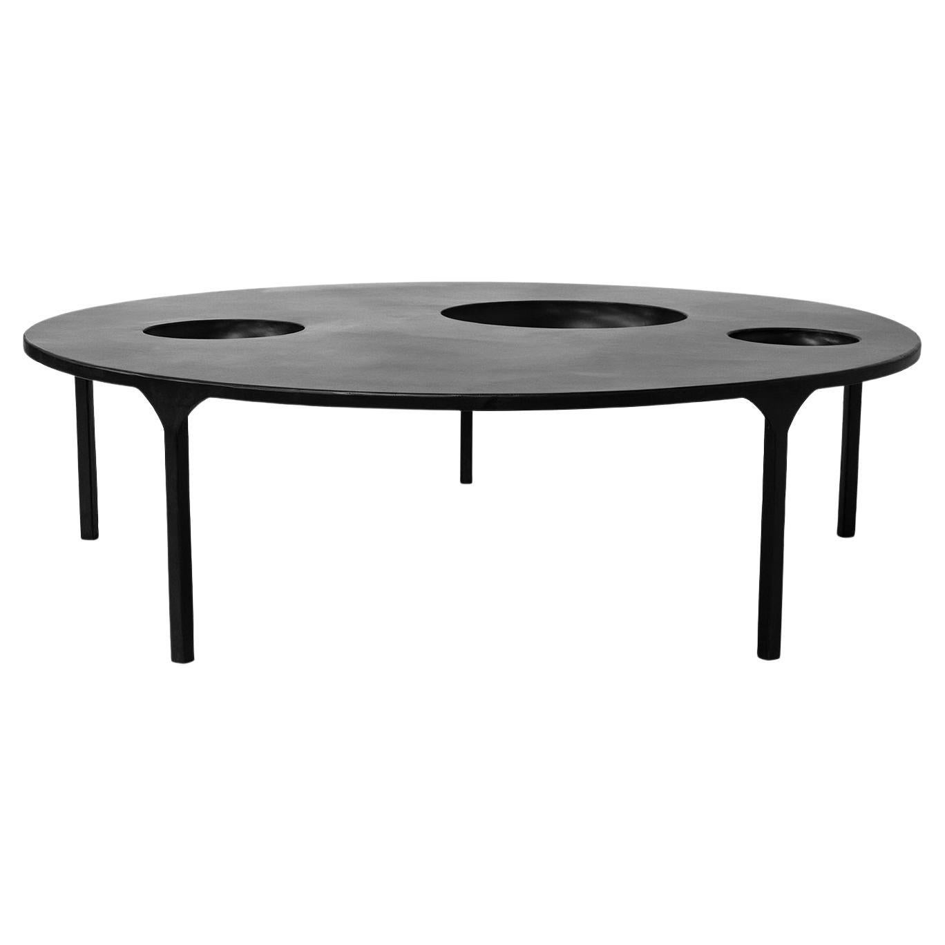 Couchtisch Monumental Modern Handmade Circle Blackened Steel Large Waxed
