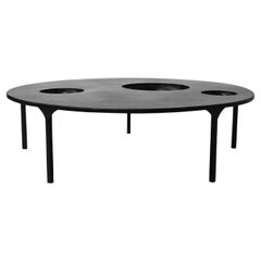 Couchtisch Monumental Modern Handmade Circle Blackened Steel Large Waxed