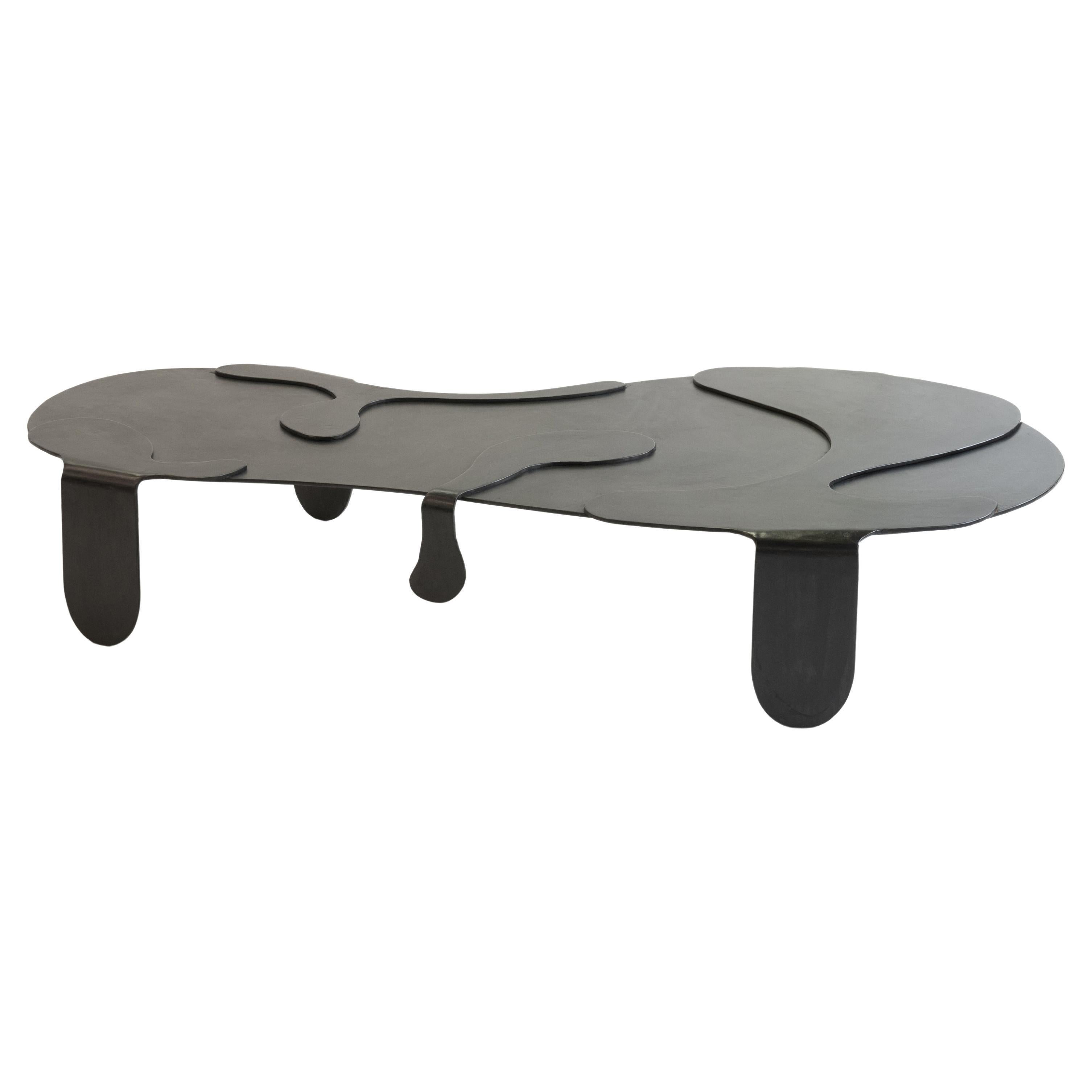 Coffee Table Unique Organic Black Modern/Contemporary Waxed Steel  For Sale
