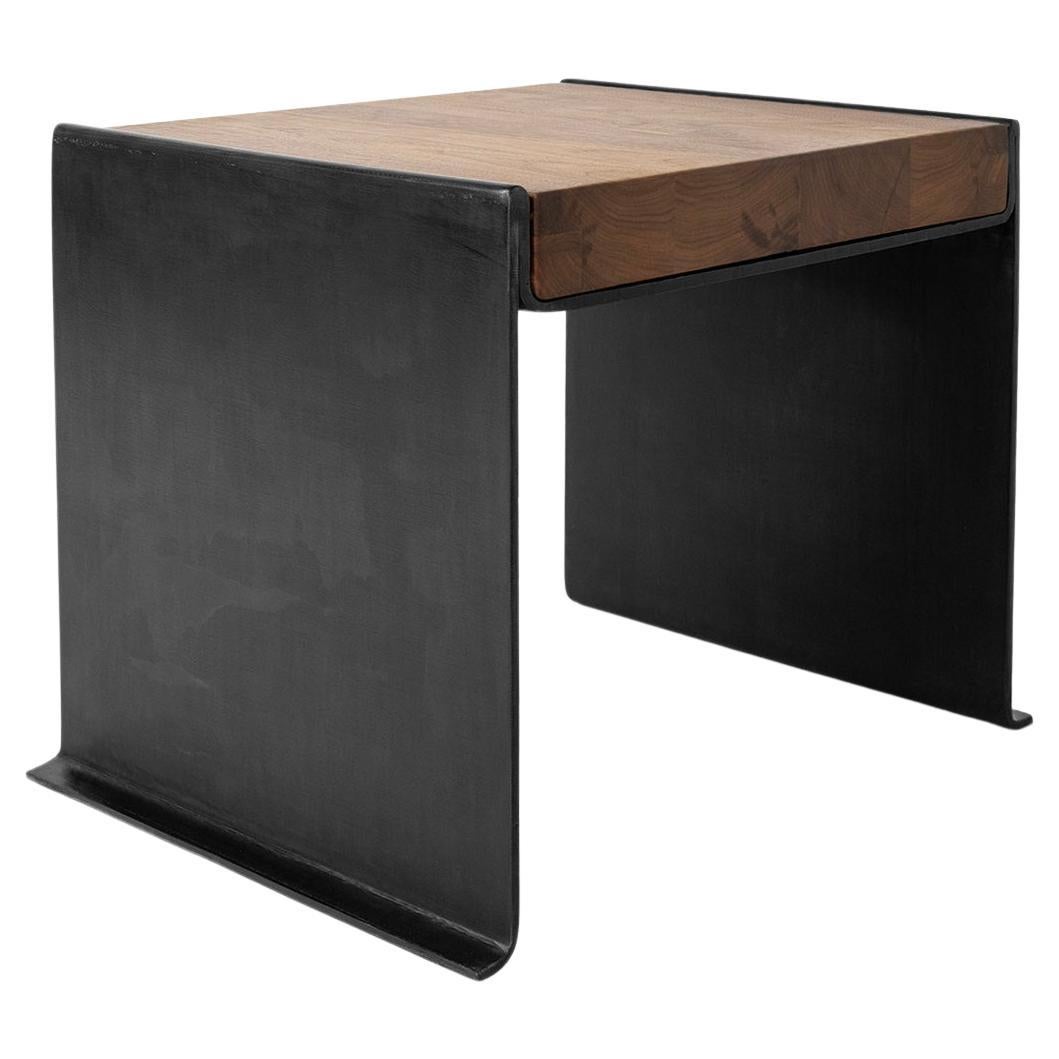 Side Table / Bench Organic Modern Contemporary Blackened Steel and Walnut