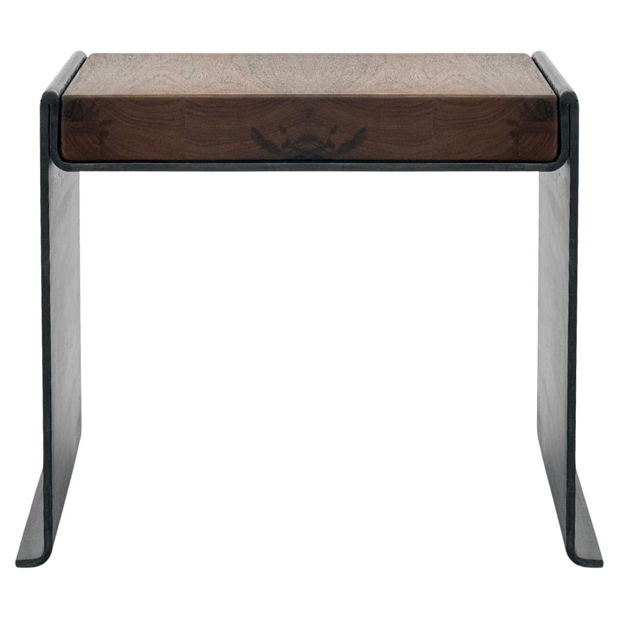 Tavolino / Panca Organica Moderna Contemporanea in acciaio annerito e noce