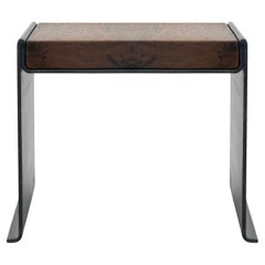 Tavolino / Panca Organica Moderna Contemporanea in acciaio annerito e noce