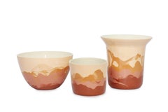 Contemporary Marbled Ceramic Vase, Warm Ombre Gradient Handmade