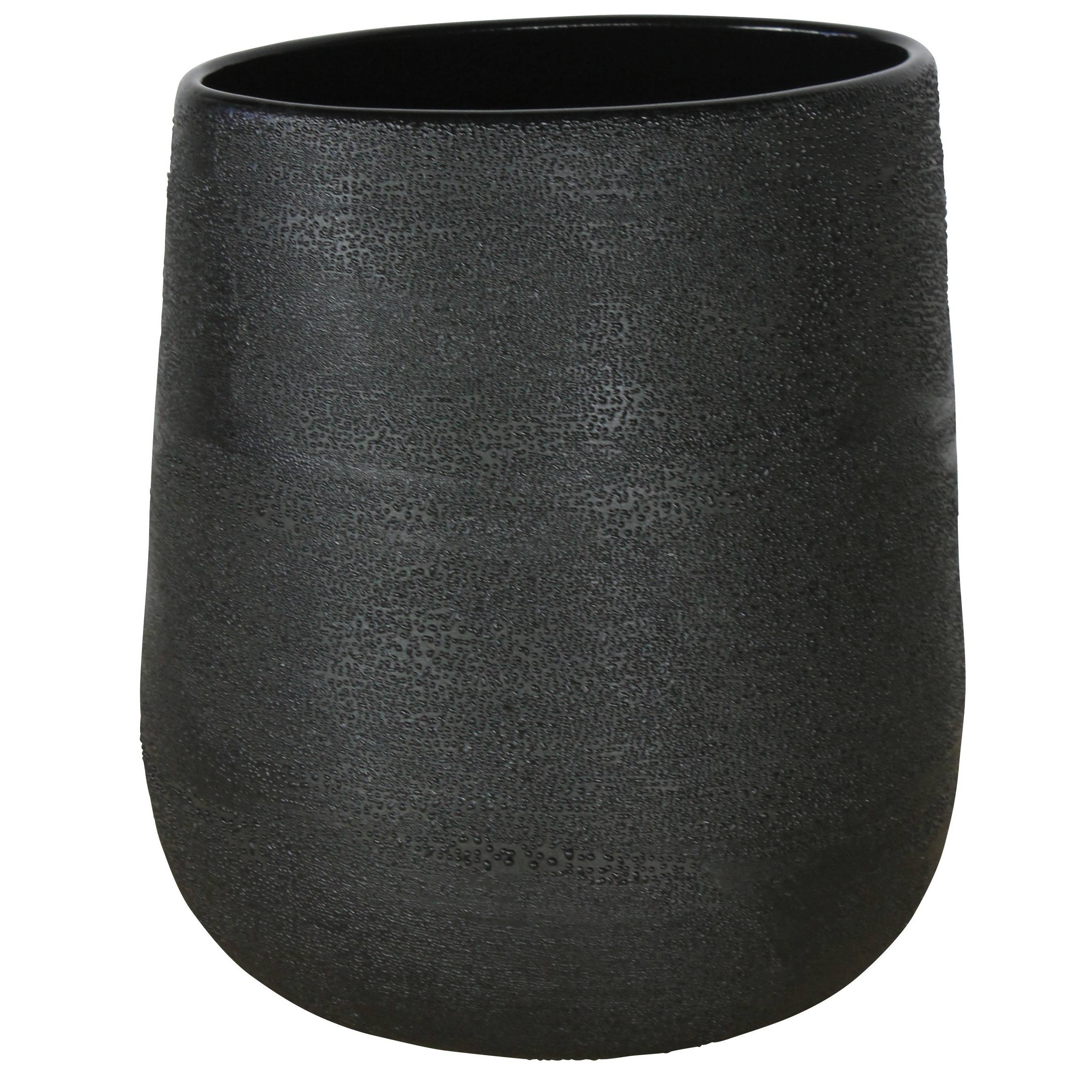 Contemporary Med. Dew Vase #5 Black Ceramic and Glaze, Handmade For Sale