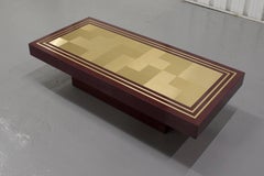 Burgundy Formica Coffee Table with Gold-Plated Inlay from Unknown Belgian Design
