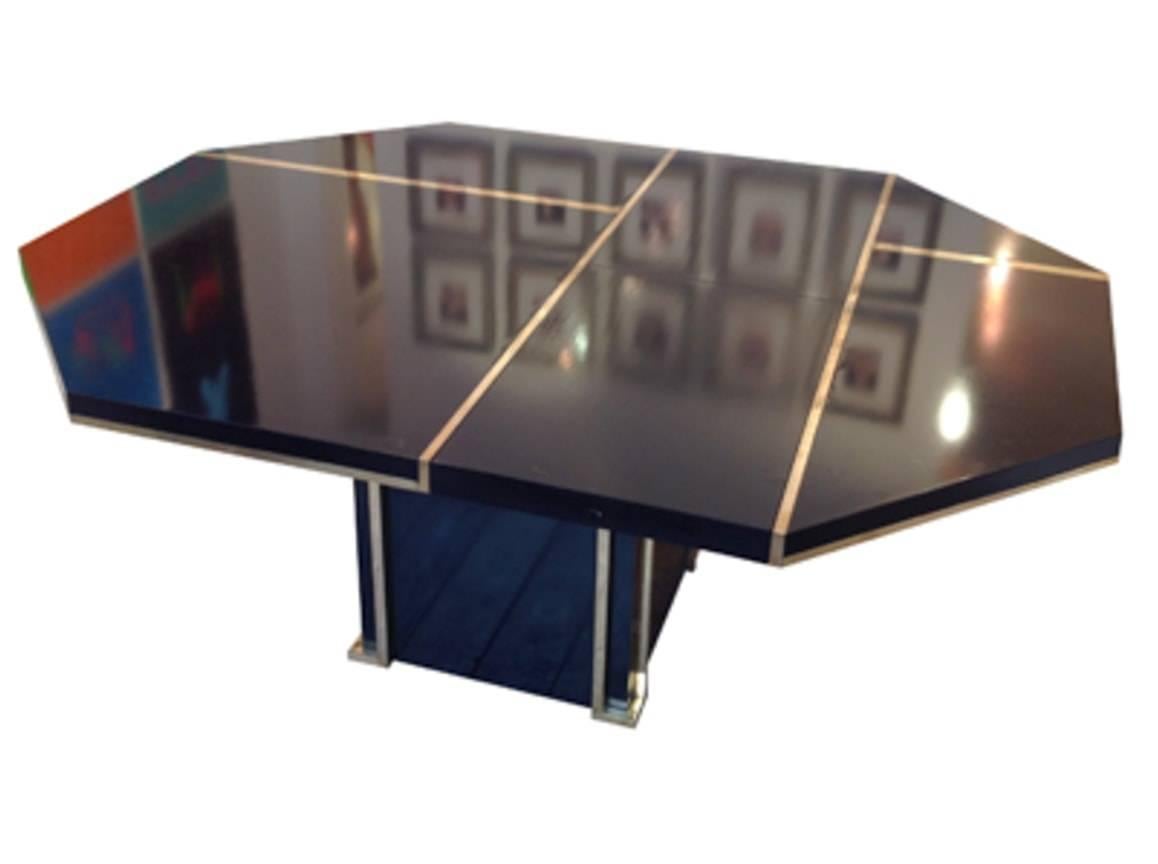 Mid-Century Modern Lacquered and Brass Dining Table JC Mahey, 1970s