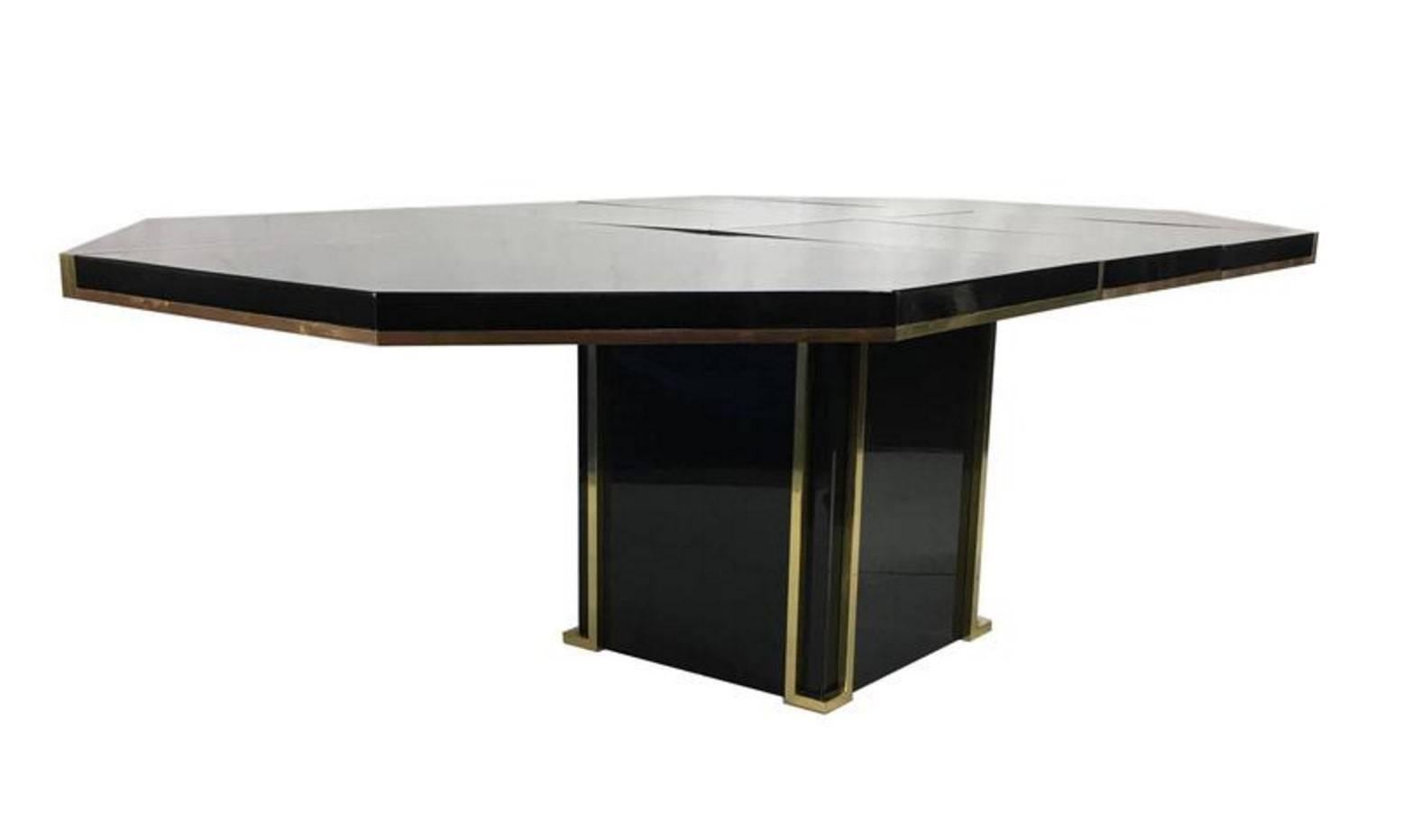 Late 20th Century Lacquered and Brass Dining Table JC Mahey, 1970s