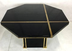 Lacquered and Brass Dining Table JC Mahey, 1970s